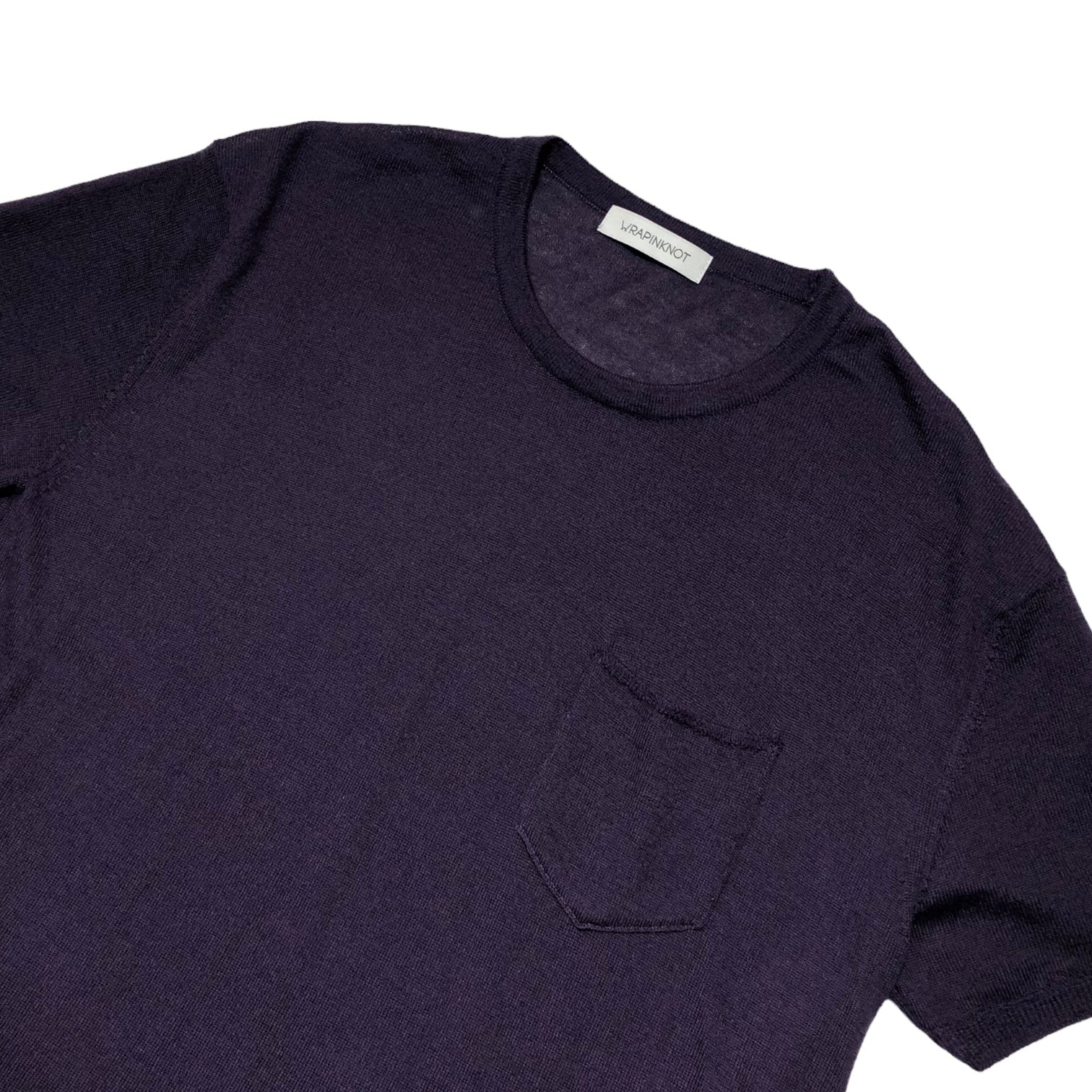 WRAPINKNOT(ラッピンノット) Cashmere S/S pocket cut and sew カシミヤ 半袖 カットソー WK19S-P004 0(S程度) パープル