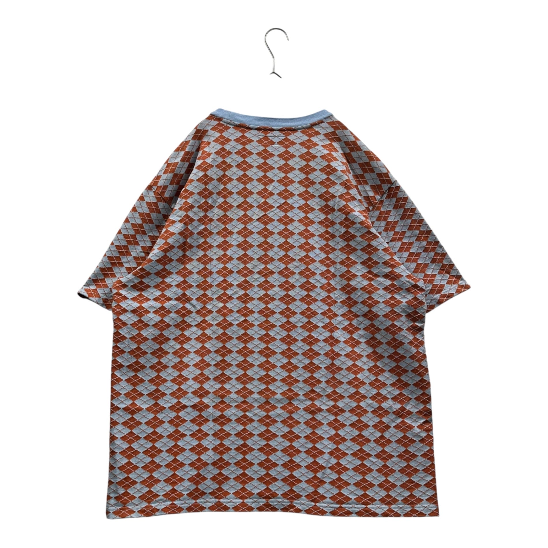 SUPREME(シュプリーム) 25SS Diamond Jacquard S/S Top ダイアモンド ジャガード 半袖 Tシャツ カットソー L オレンジ×ライトブルー