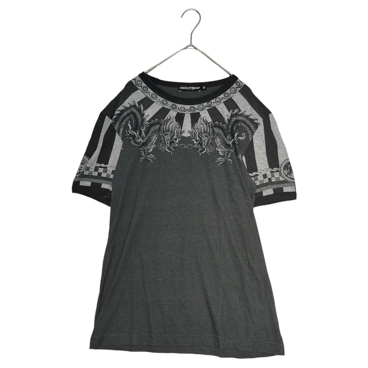 DOLCE&GABBANA(ドルチェ&ガッバーナドルガバ) dragon print t-shirt ドラゴン プリントTシャツ G8FV4T G7HDO 46(M程度) グレー