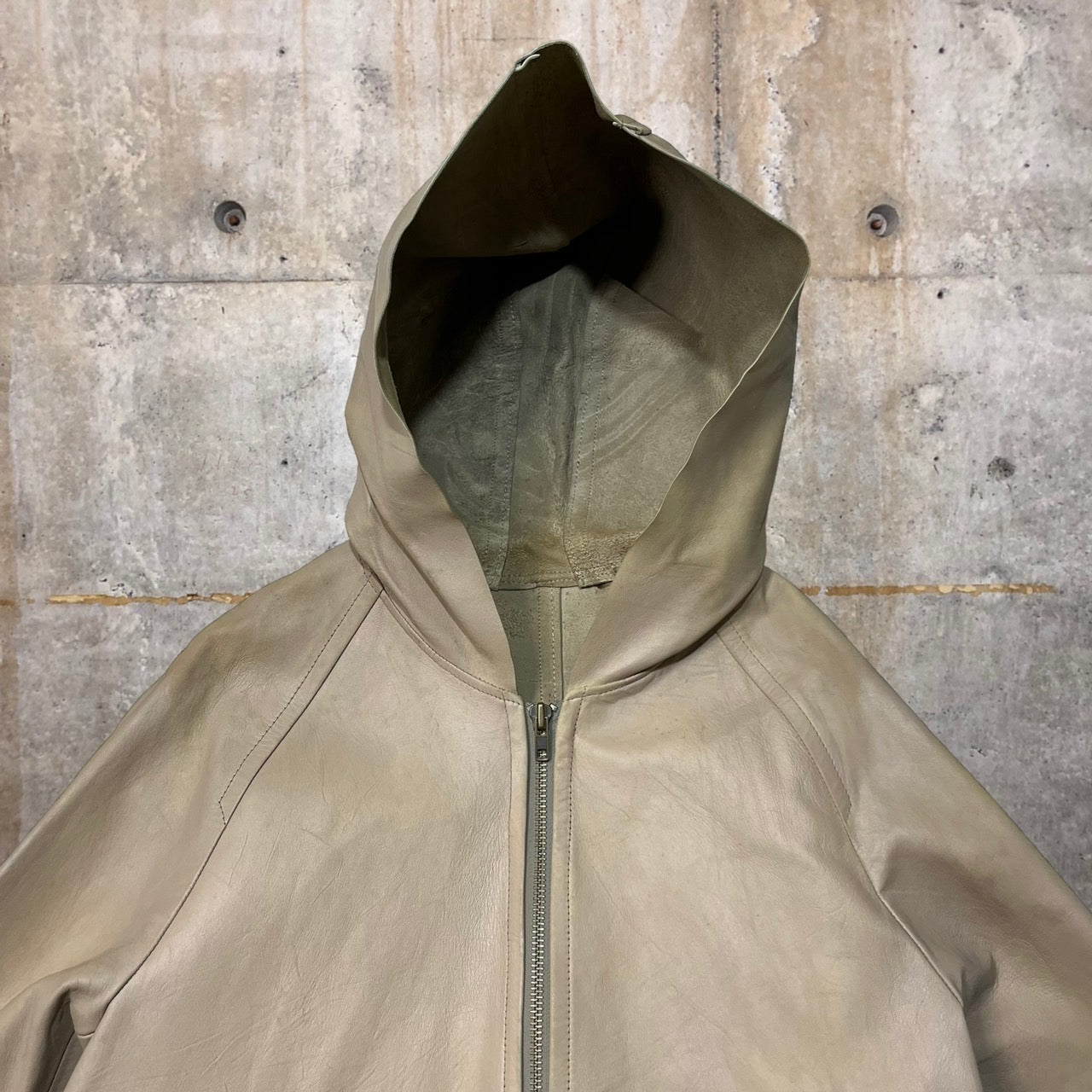 COMME des GARCONS HOMME(コムデギャルソンオム) 98AW distressed lamb leather parka/ダメージ加工ラムレザーパーカー/フーディ/田中啓一/ヴィンテージ/90年代 IJ-040730 SIZE M ベージュ AD1998 田中オム