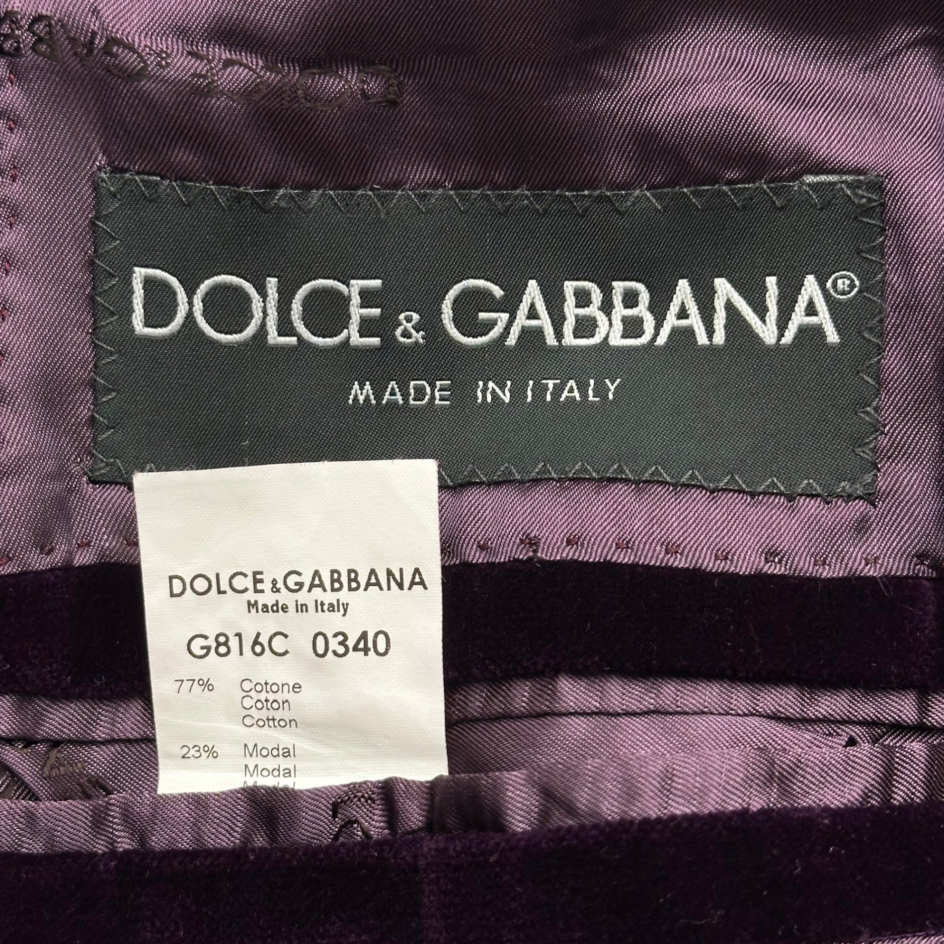 DOLCE&GABBANA(ドルチェ&ガッバーナドルガバ) 2000's Velvet 3-Piece Suit ベルベット 3ピース スーツ G816C 0340 48 パープル セットアップ