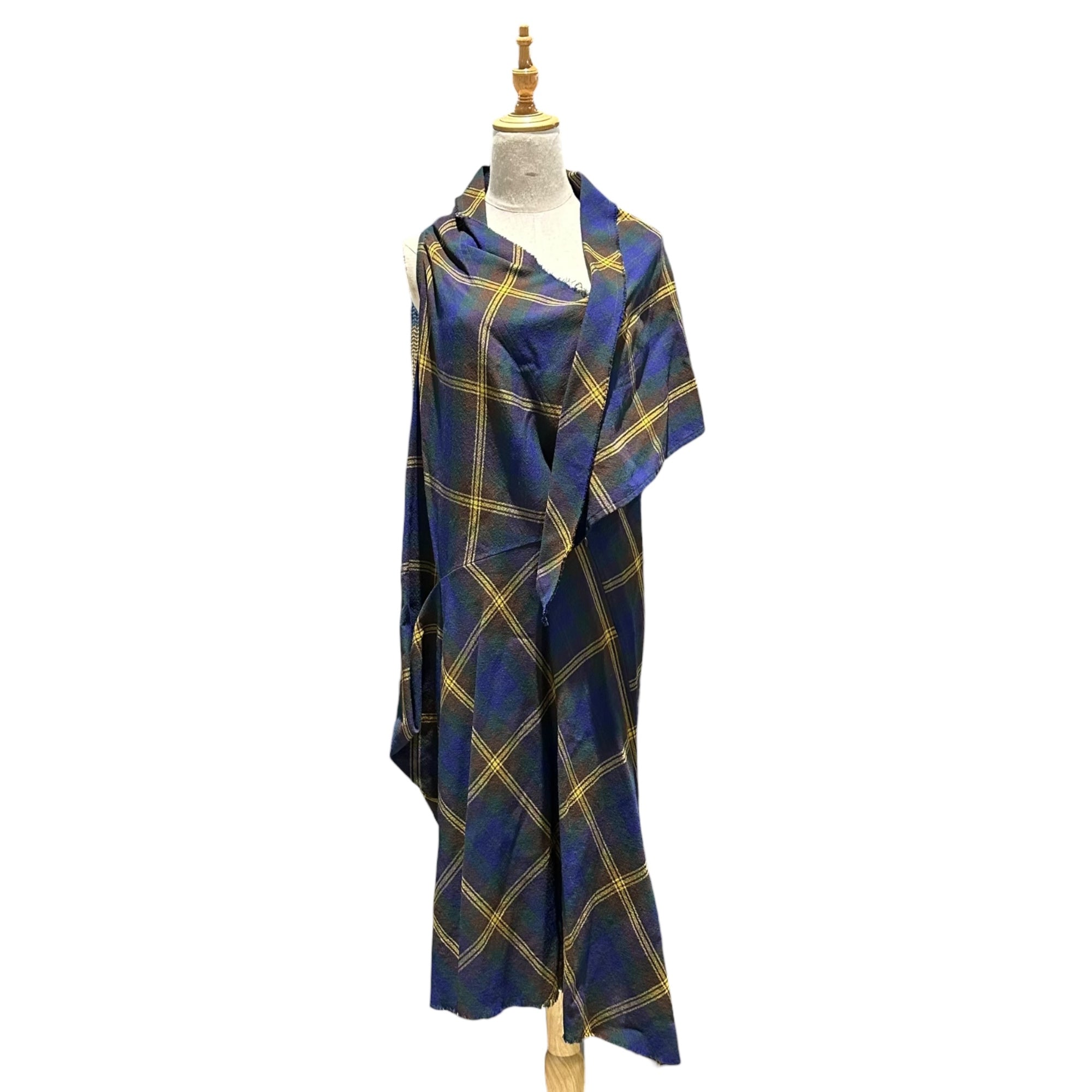 Y's Red Label(ワイズレッドレーベル) Asymmetric Check Sleeveless Wool Dress アシンメトリー 変形 チェック ノースリーブ ウール ワンピース YX-D58-158 2(M程度) ブルー×イエロー×グリーン ヨウジヤマモト