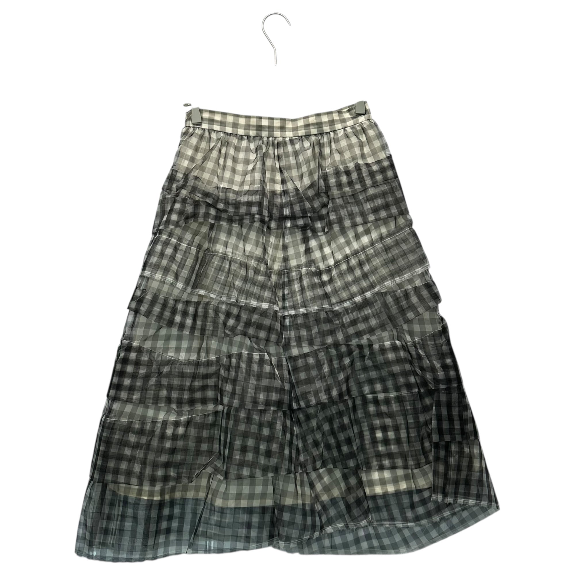 tricot COMME des GARCONS(トリココムデギャルソン) 07SS Gingham Check Sheer Nylon Layered Skirt ギンガムチェック シアー ナイロン レイヤード スカート TS-S033 M ホワイト×ブラック AD2006