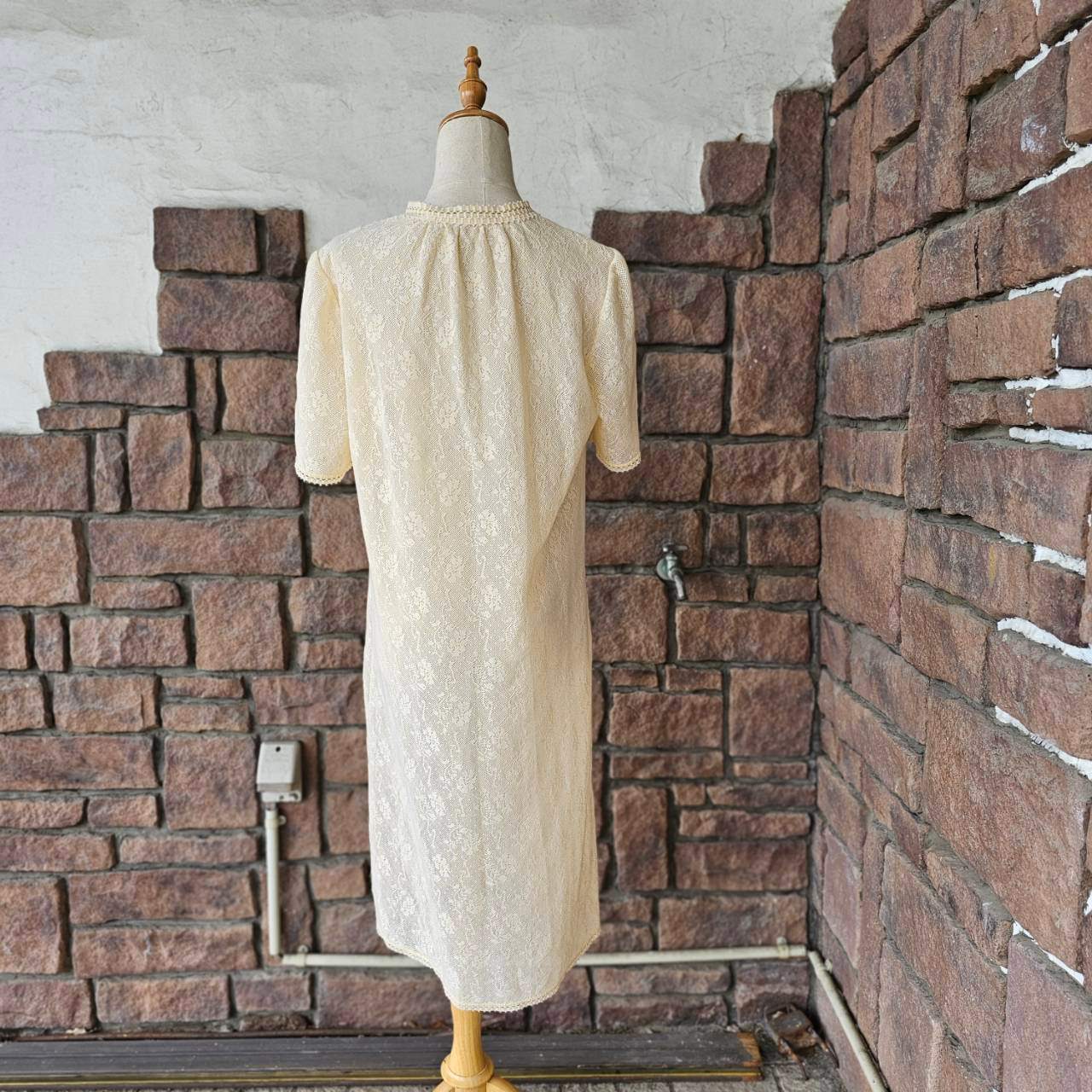 VINTAGE(ヴィンテージ) 60~70's knit lace pullover button dress ニットレース プルオーバー ボタン ワンピース SIZE 40(M~L) ベージュ SWISS VINTAGE