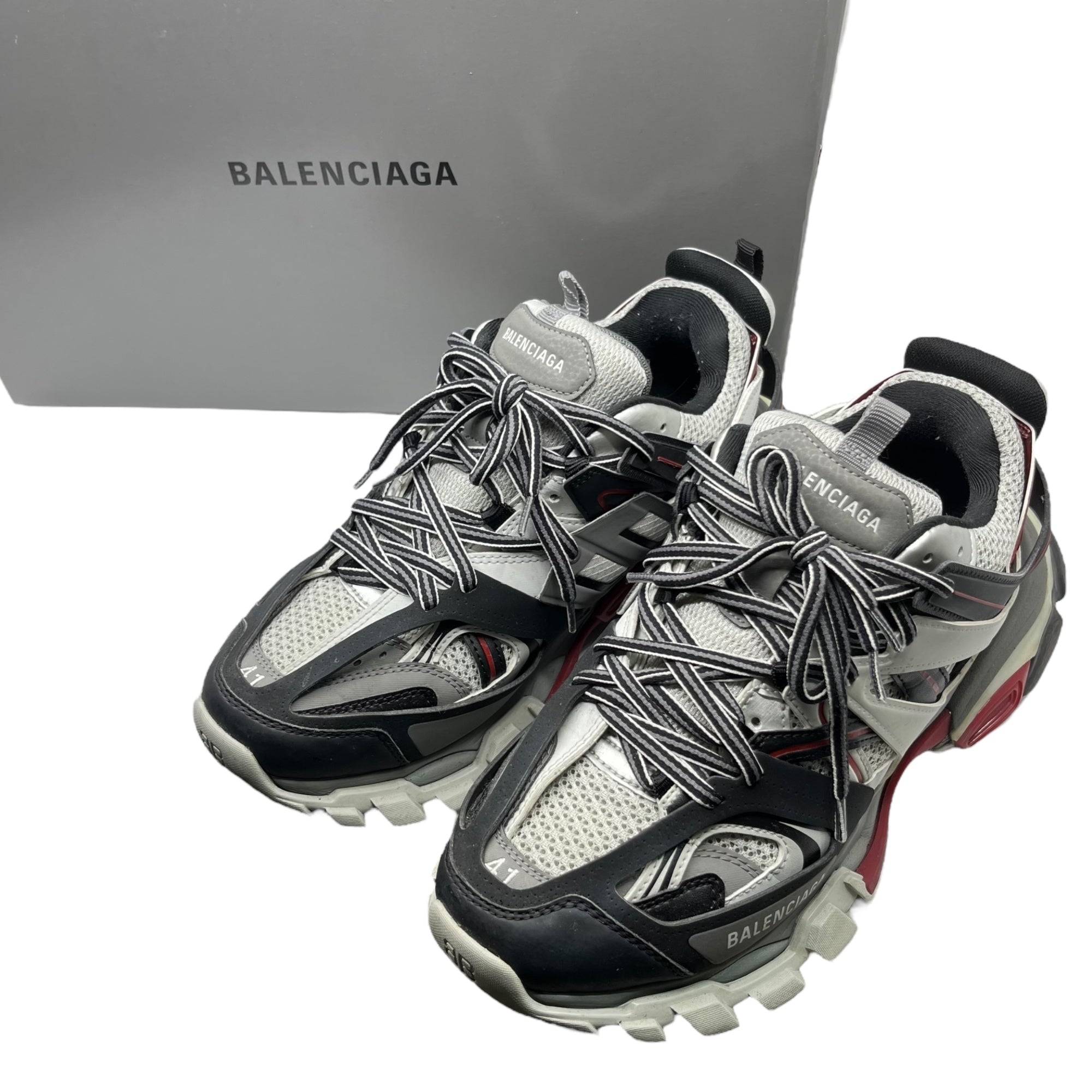 BALENCIAGA(バレンシアガ) TRACK Sneakers トラック ローカット スニーカー 542023 27cm グレー×ブラック×レッド