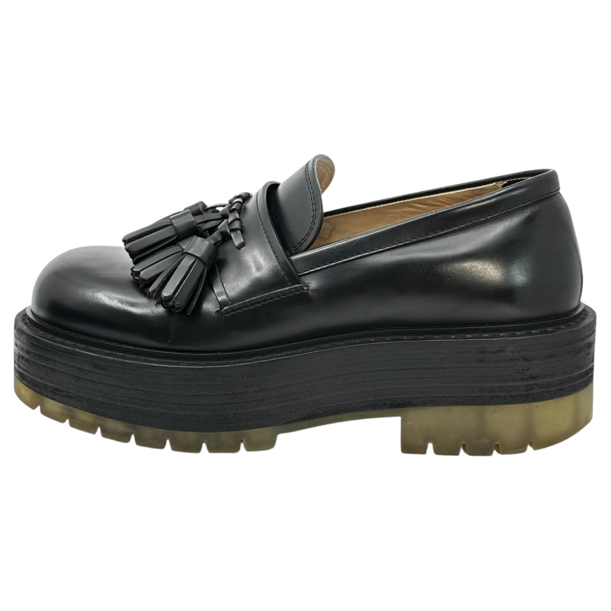 BOTTEGA VENETA(ボッテガヴェネタ) LEATHER TASSEL LOAFERS レザー タッセル ローファー 41(26cm程度) ブラック 厚底 プラットフォーム