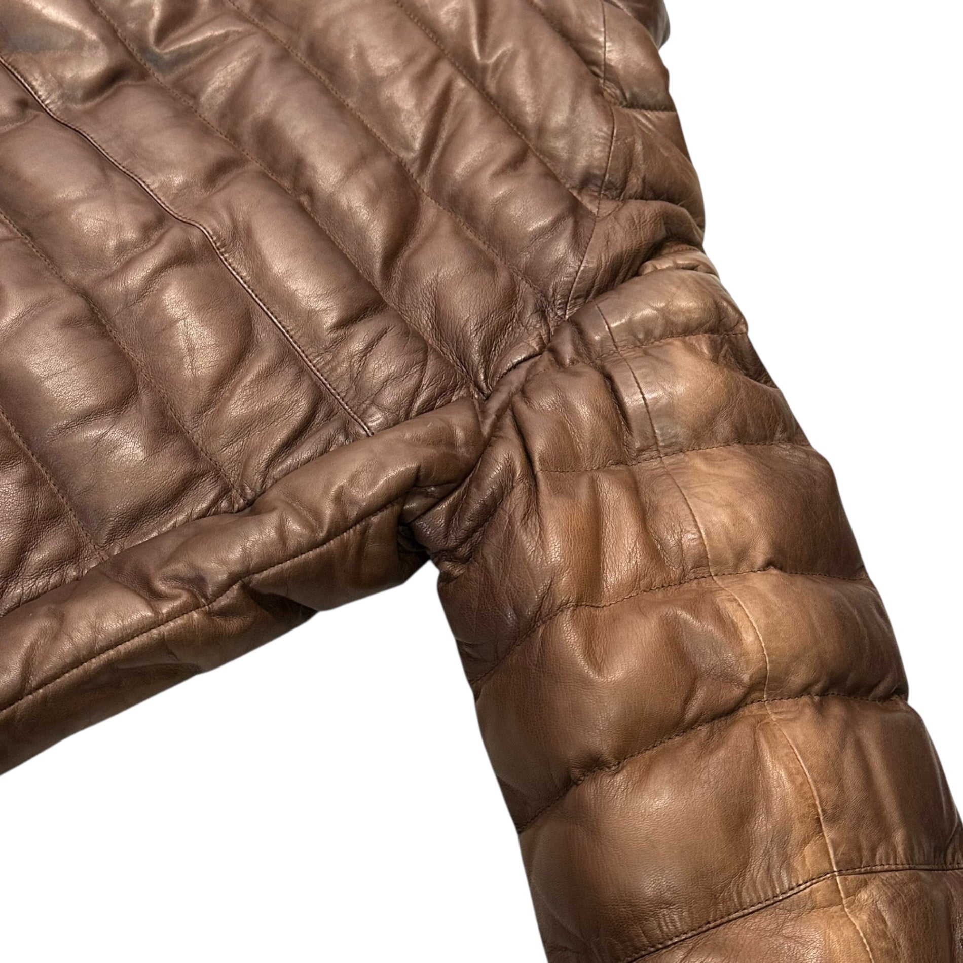 PARAJUMPERS(パラジャンパーズ) Lamb Leather Quilted Padded Jacket ラムレザー キルティング パテッド ジャケット 15WMPMJCKLE02 XL ブラウン 中綿