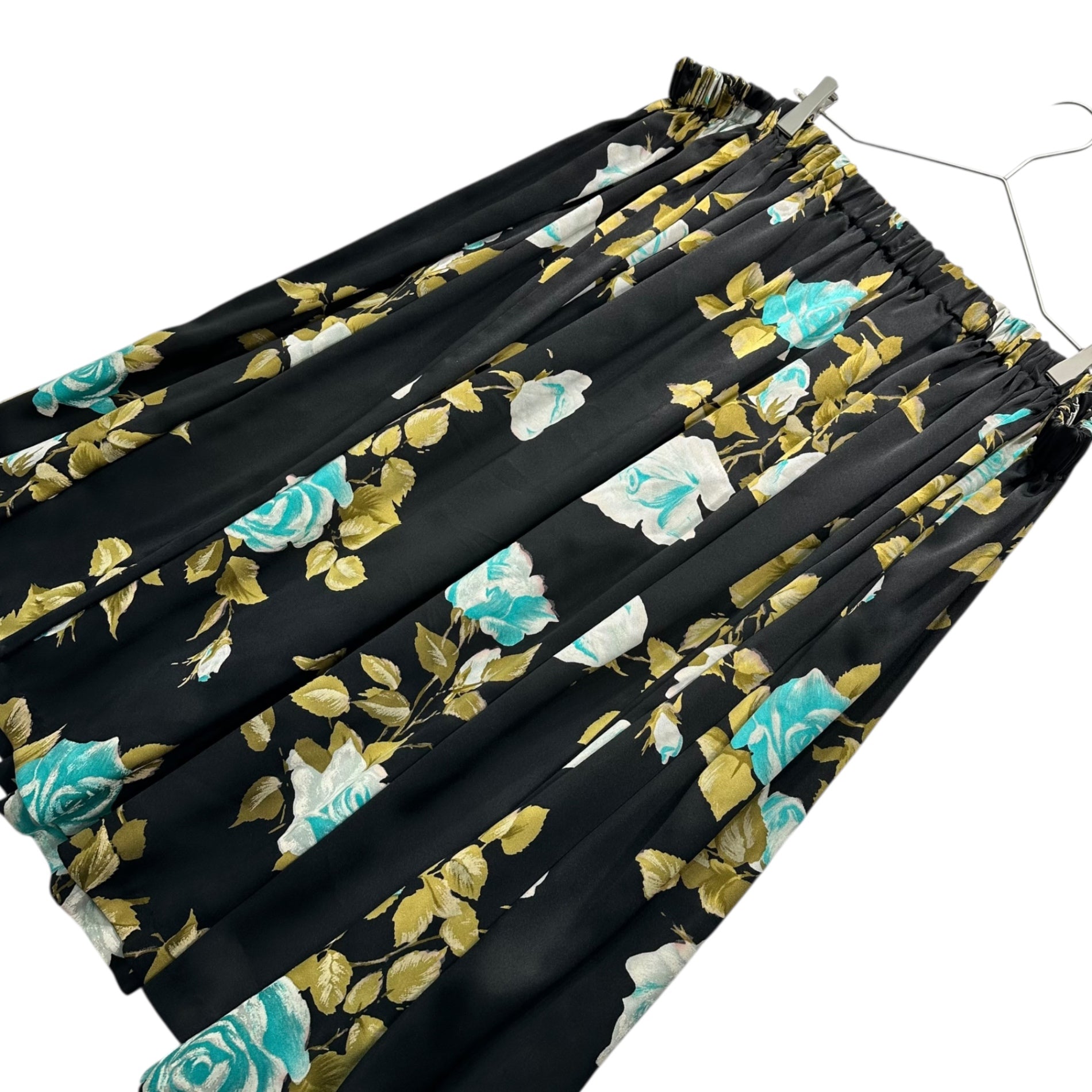 COMME des GARCONS JUNYA WATANABE(コムデギャルソンジュンヤワタナベ) 18AW Floral Print Gathered Skirt フラワー プリント ギャザー スカート JB-S018 S ブラック×ブルー×カーキ AD2018