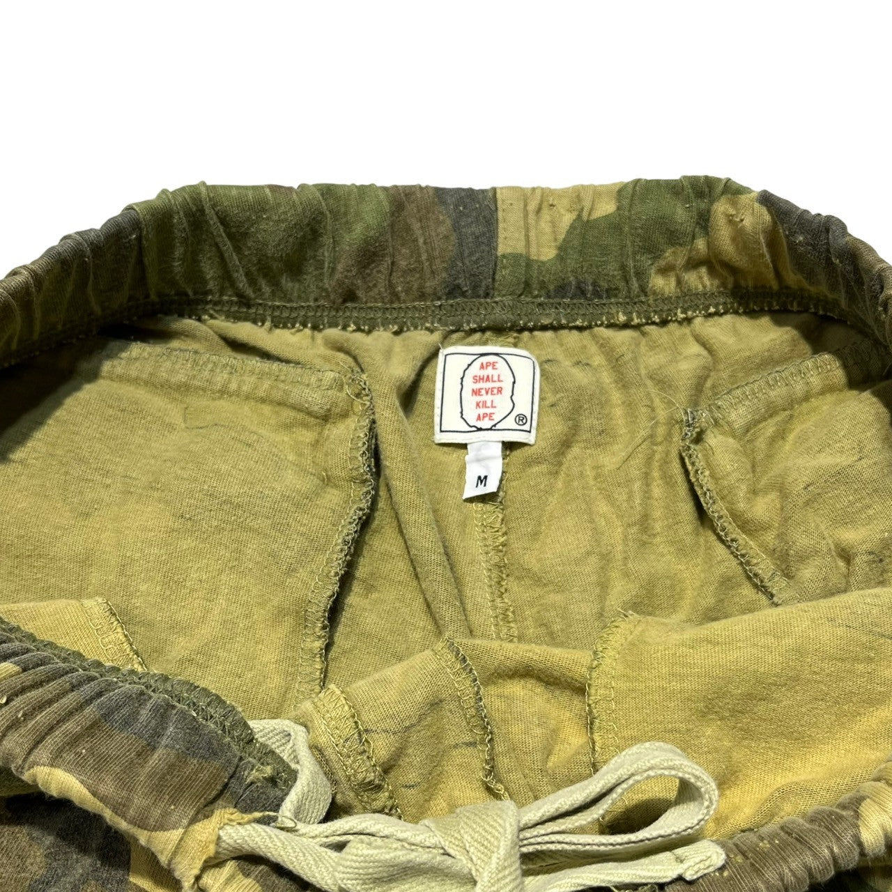 A BATHING APE(アベイシングエイプ) 00's camo sweat cargo shorts カモフラ スウェット カーゴショーツ M カーキ