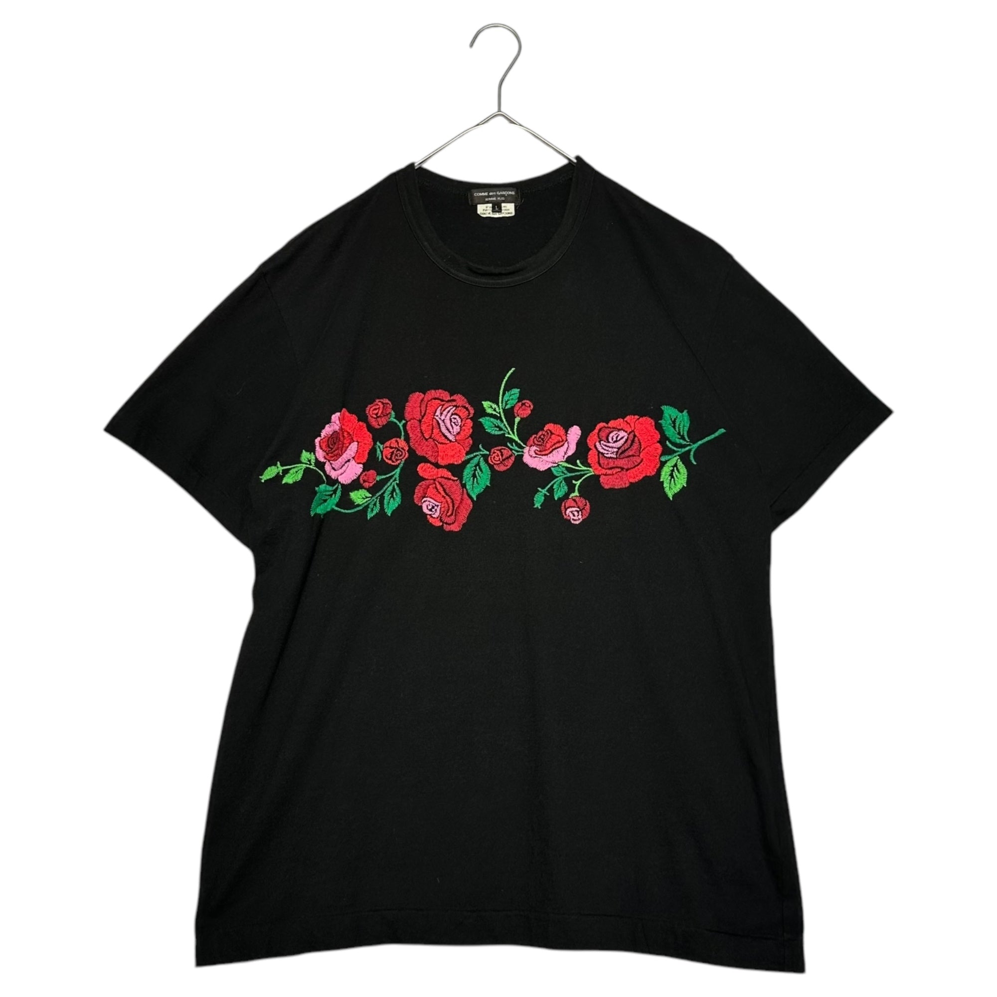 COMME des GARCONS HOMME PLUS(コムデギャルソンオムプリュス) 22SS 花の存在期 Floral embroidery S/S T-shirt フローラル 刺繍 半袖 Tシャツ PI-T025 L ブラック