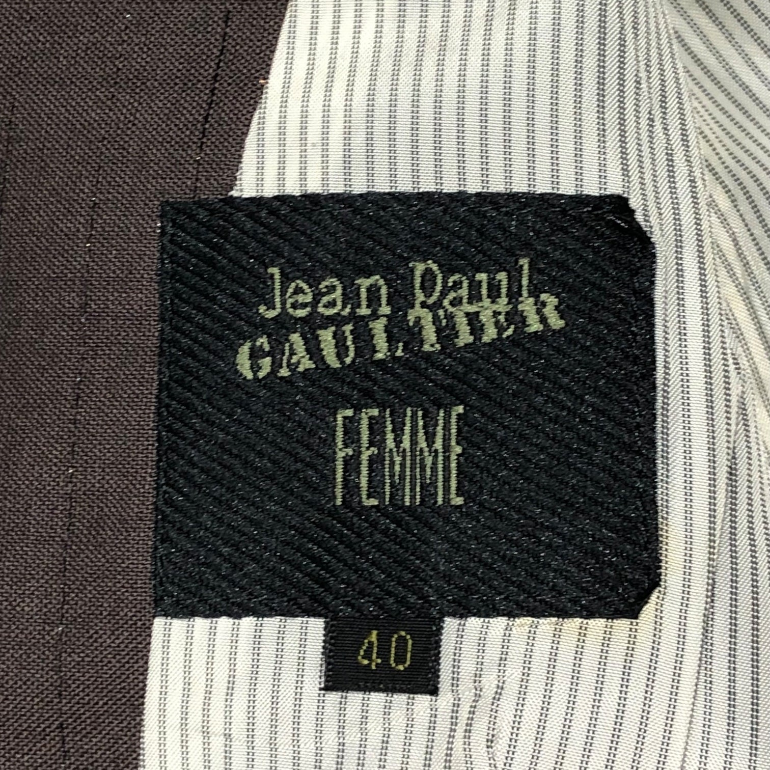 Jean Paul GAULTIER FEMME(ジャンポールゴルチエファム) 90's Lame stripe gilet setup ラメ ストライプ ジレ セットアップ 40(L程度) ブラウン スラックス ベスト