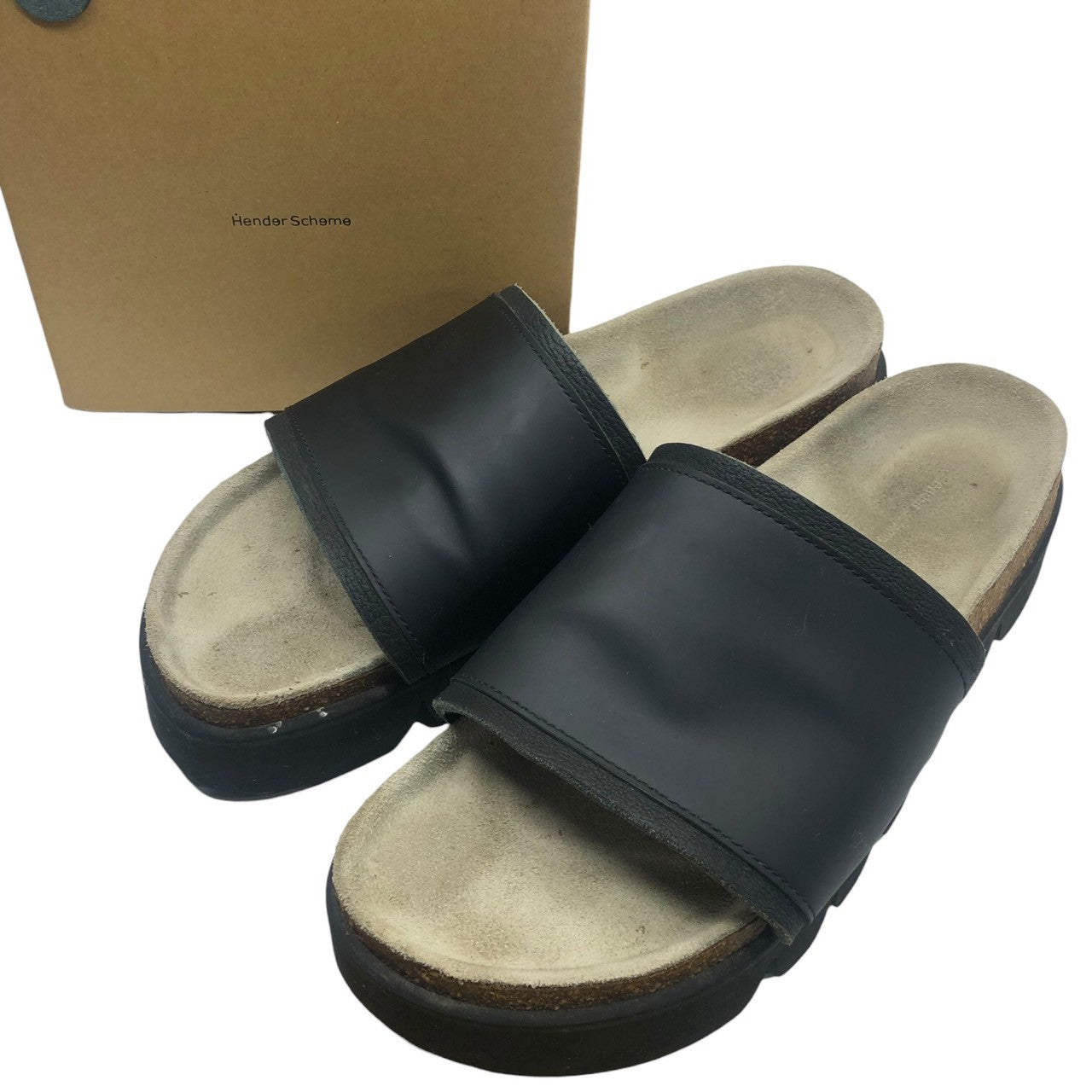 Hender Scheme(エンダースキーマ) 22AW caterpillar sandal キャタピララー サンダル かまぼこ de-rs-cat 6(27.5~28.5cm) ブラック×ナチュラル 箱付
