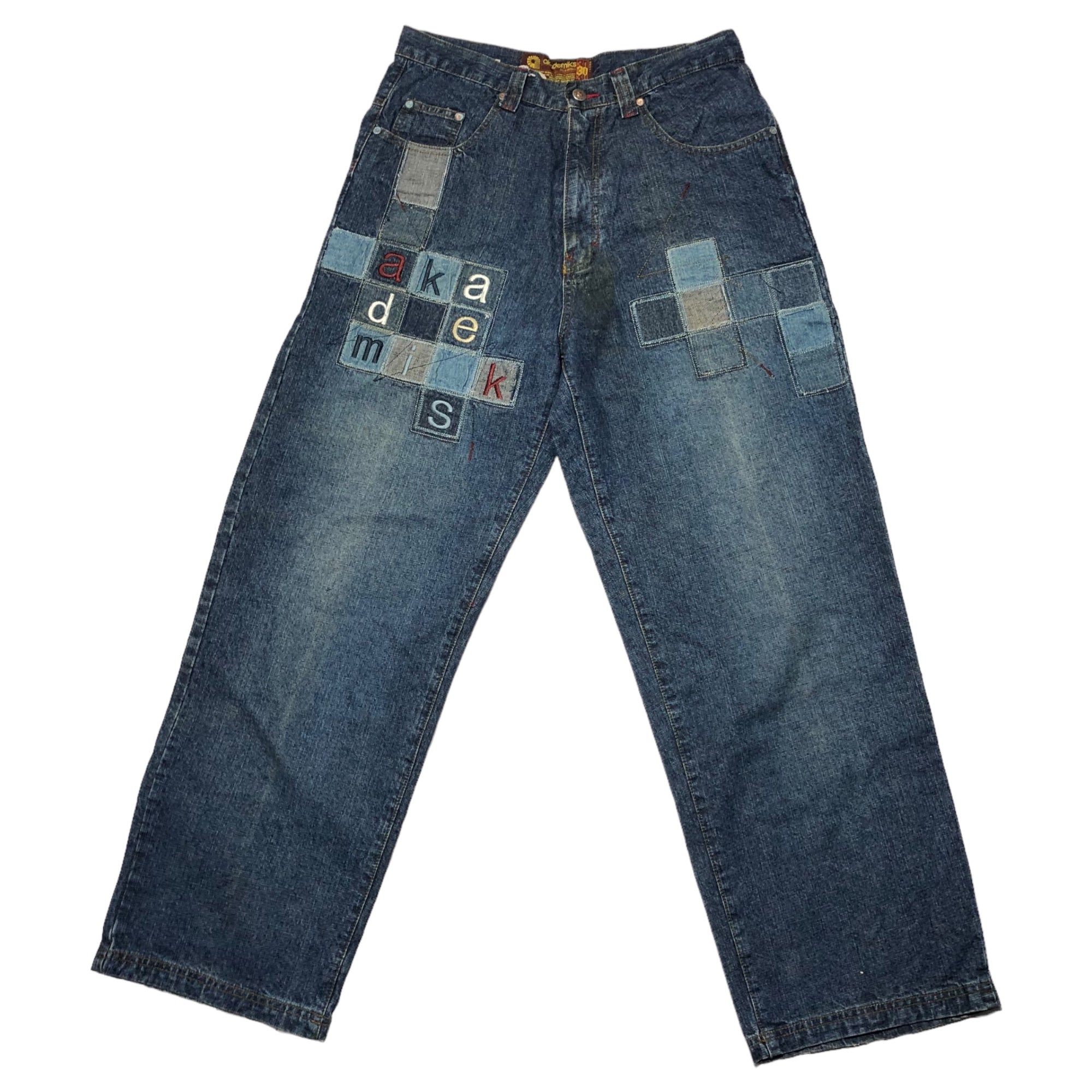 akademiks(アカデミクス) 90~00's patchwork denim pants パッチワーク デニム パンツ W30 インディゴ