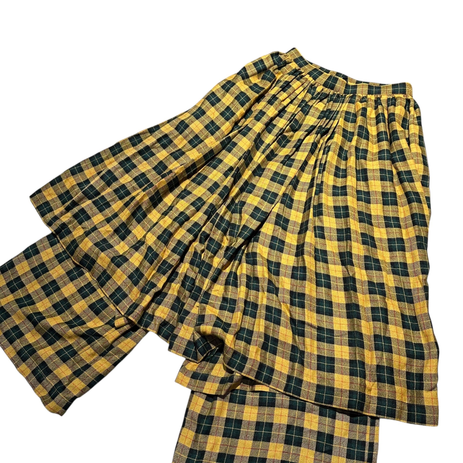tricot COMME des GARCONS(トリココムデギャルソン) 97AW Vintage Check Pleated Long Skirt Pants ヴィンテージ チェック プリーツ ロング スカート パンツ TP-10004M M マスタード×グリーン×レッド AD1997