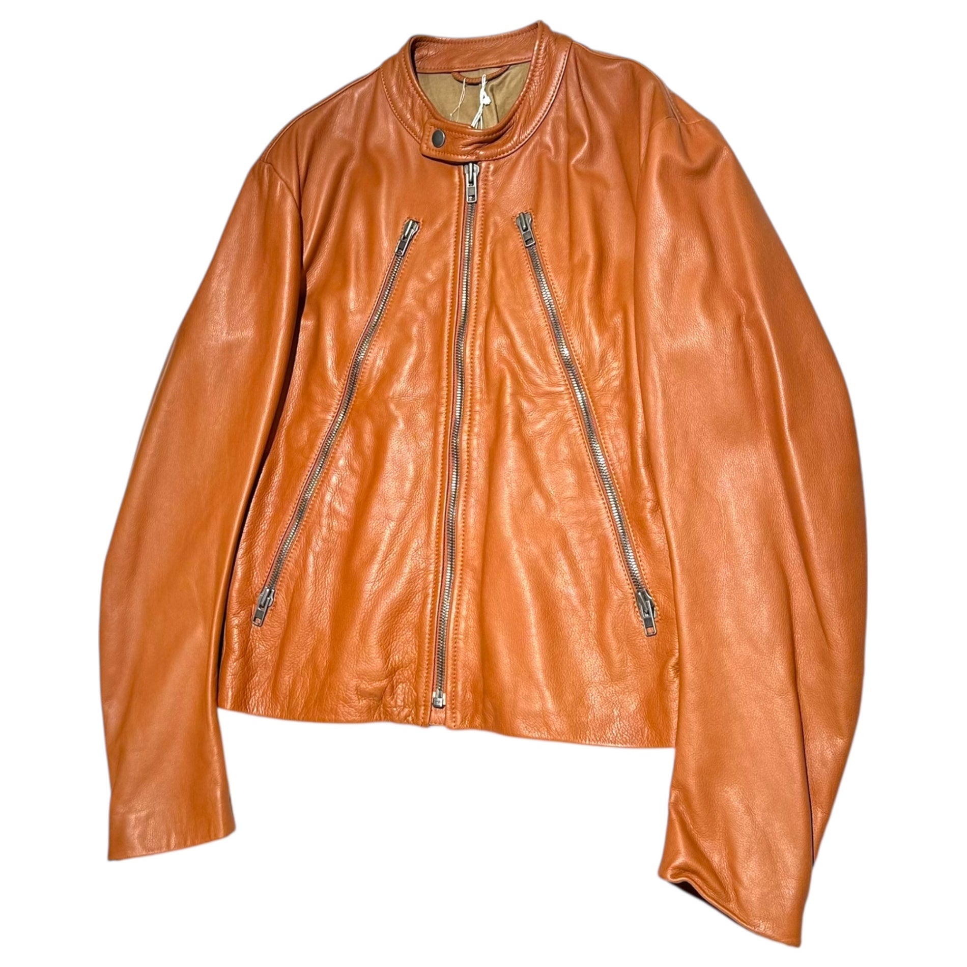 Maison Martin Margiela(メゾン マルタンマルジェラ) 08SS KOKONOE 5ZIP RIDERS JACKET ここのえ 八の字 レザー ライダース ジャケット 28AM006 46(S) キャメルブラウン 本人期 タグ付き