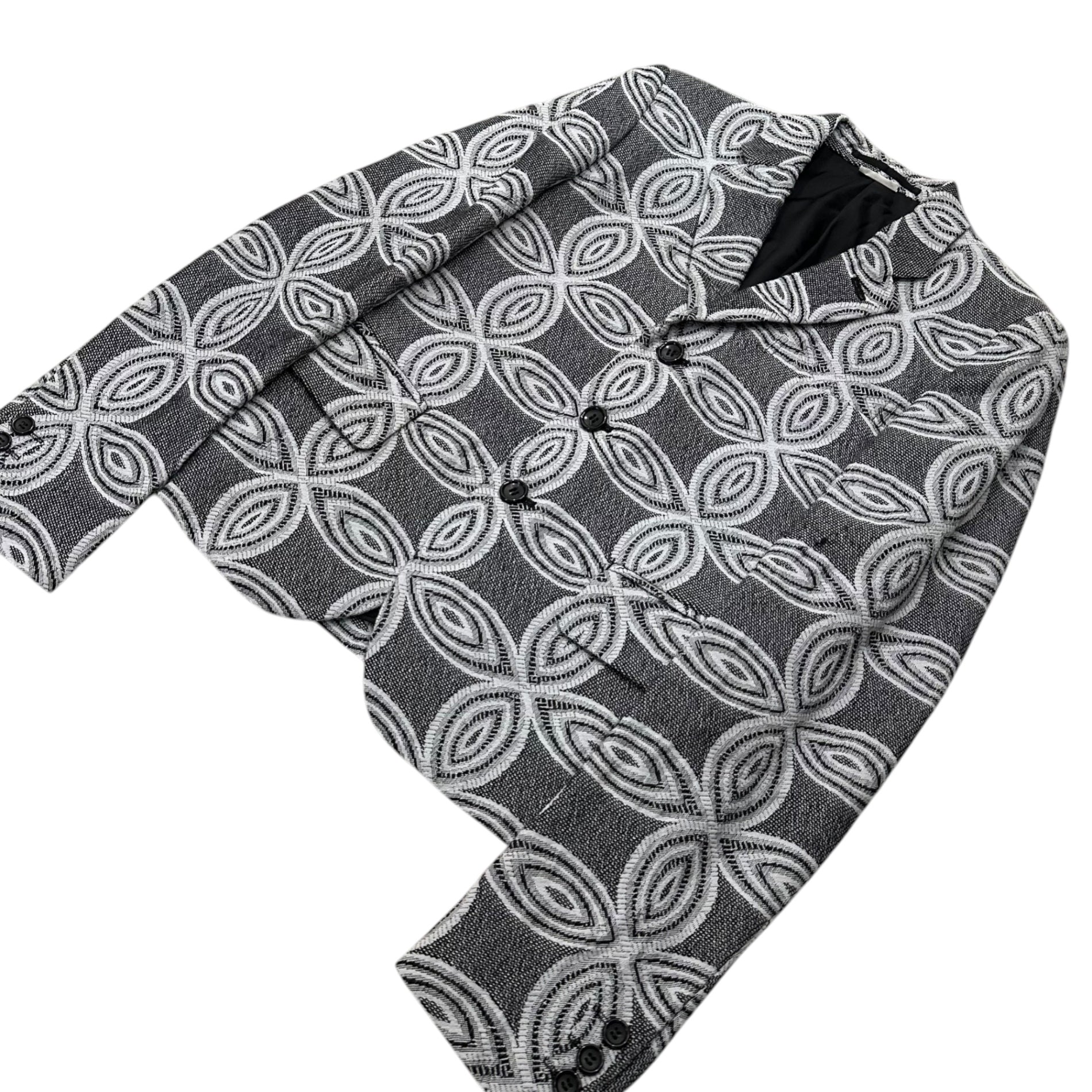 COMME des GARCONS HOMME PLUS(コムデギャルソンオムプリュス) 13AW Tree of Youth Jacquard 3B Tailored Jacket ジャガード ショート丈 3B テーラード ジャケット PL-J106 XS ホワイト×ブラック AD2013