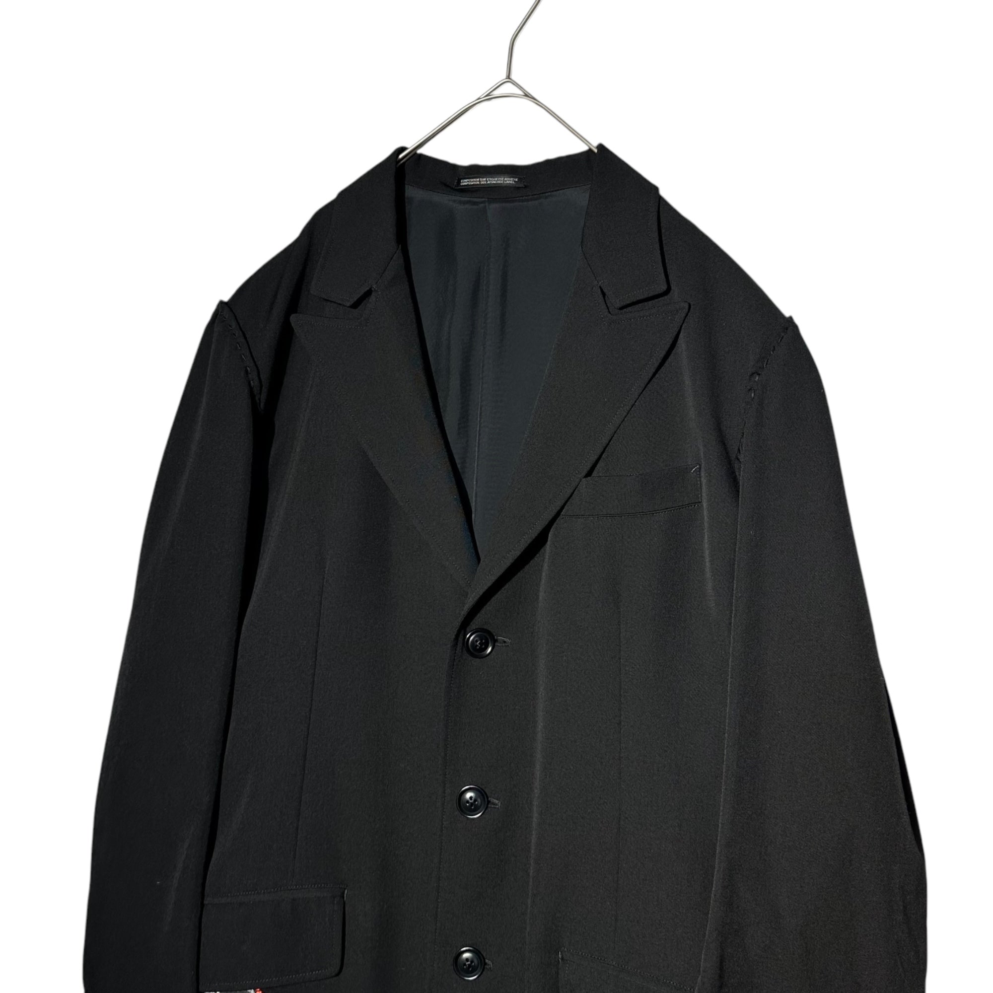 YOHJI YAMAMOTO POUR HOMME(ヨウジヤマモトプールオム) 17AW Print Embroidery Long Jacket 袖山 ハンド ステッチ プリント 刺繍 ジャケット HK-J38-127 2(M程度) ブラック