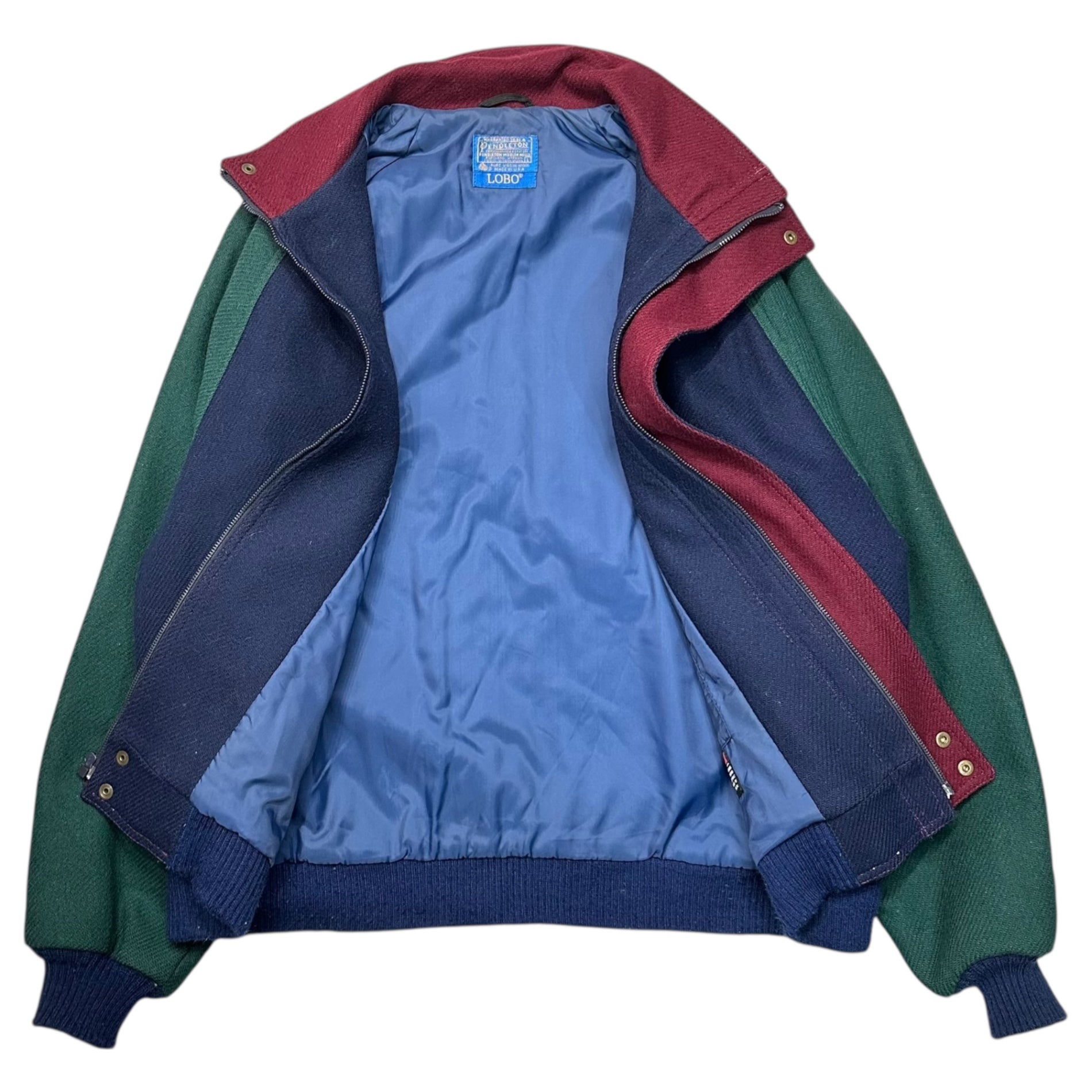 LOBO by PENDLETON(ロボ バイ ペンドルトン) 70~80's Multi-Color Wool Blouson 70~80年代マルチカラー ウール ブルゾン L ネイビー×グリーン×レッド ヴィンテージ