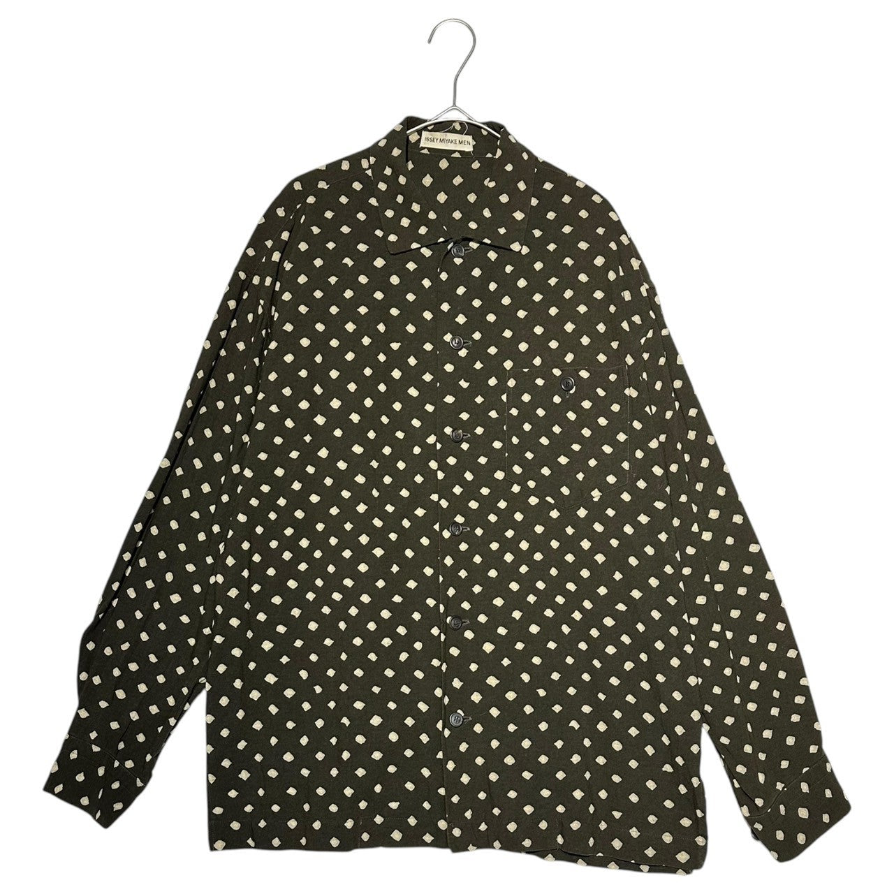 ISSEY MIYAKE MEN(イッセイミヤケメン) 98's Archive all-over silk cotton long-sleeved shirt 98年製 アーカイブ 総柄 シルクコットン 長袖 シャツ ME83-FJ144 S ブラウン