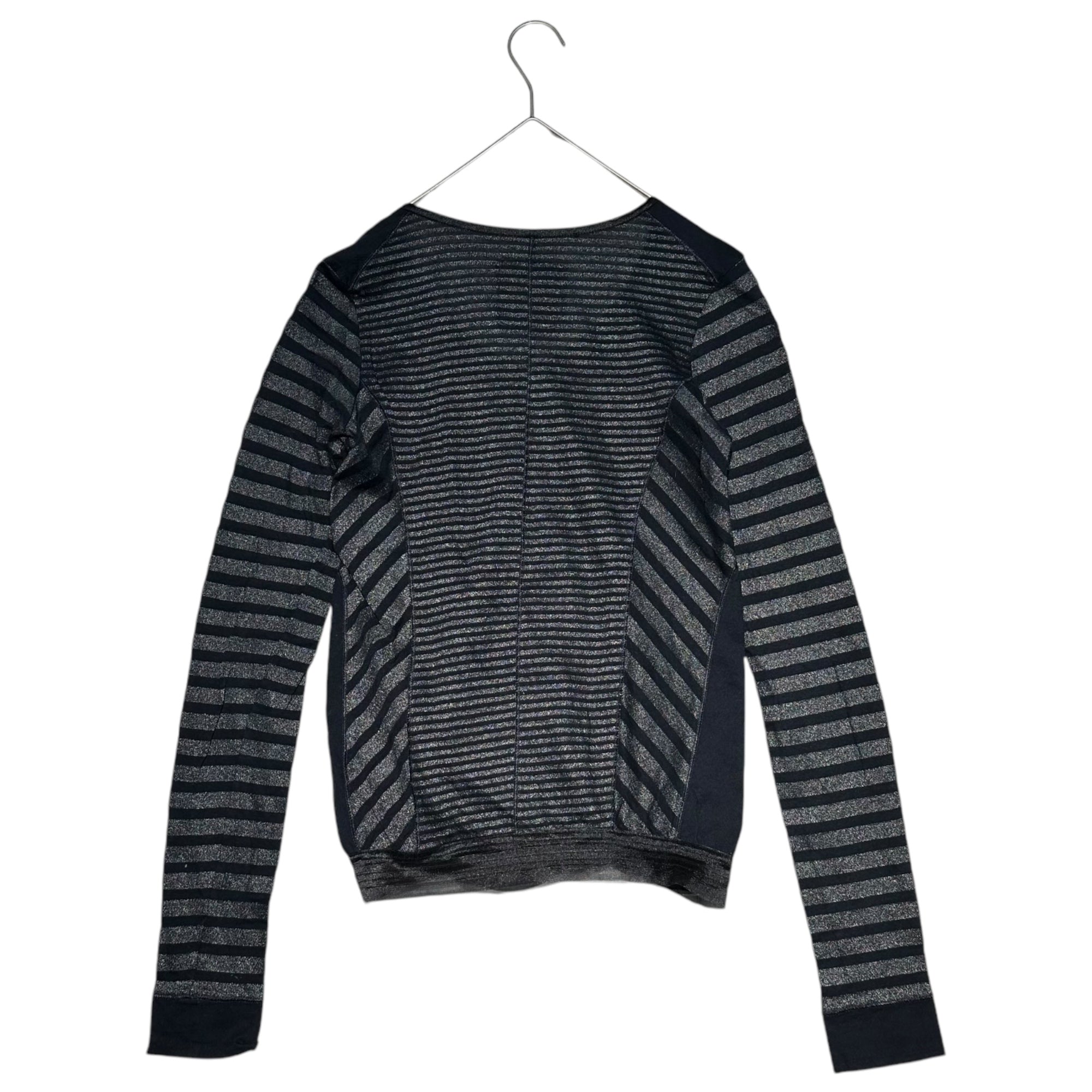 MARITHE FRANCOIS GIRBAUD(マリテフランソワジルボー) 00's Border Different Fabric Docking Cardigan ボーダー 異素材 ドッキング カーディガン Y2K M ネイビー