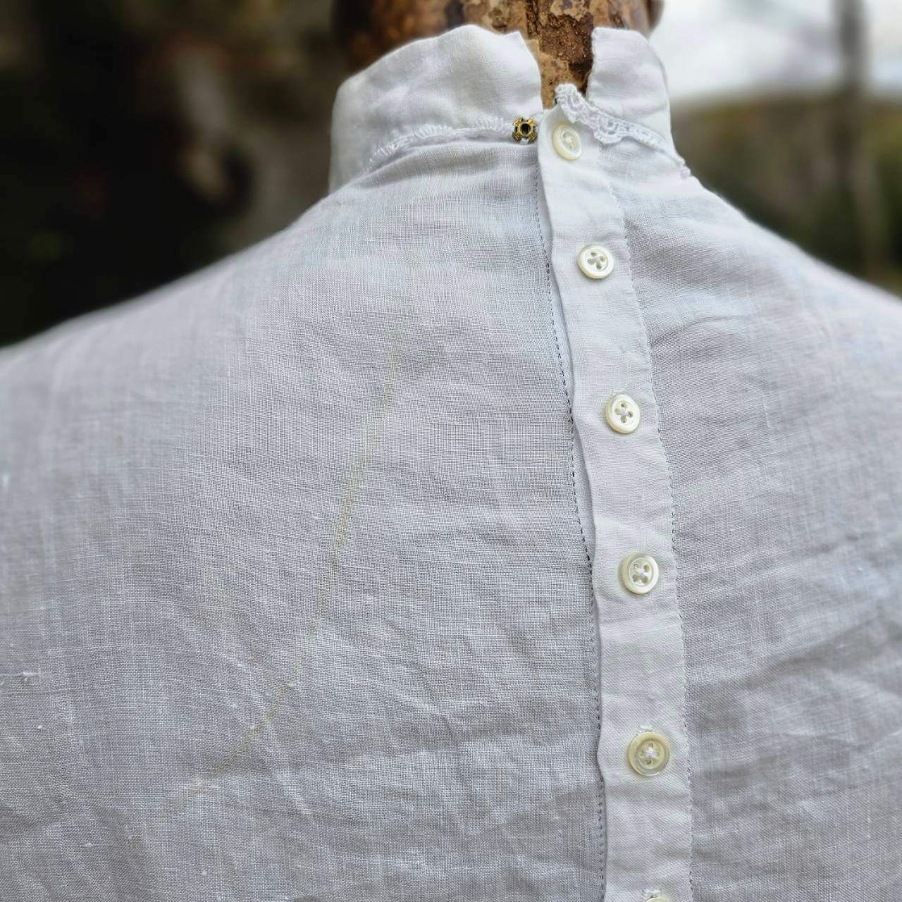 Euro vintage(ヨーロッパヴィンテージ) 30's~ Beams_standcollar lace blouse スタンドカラーレース付きブラウス 表記無し(M程度) ホワイト