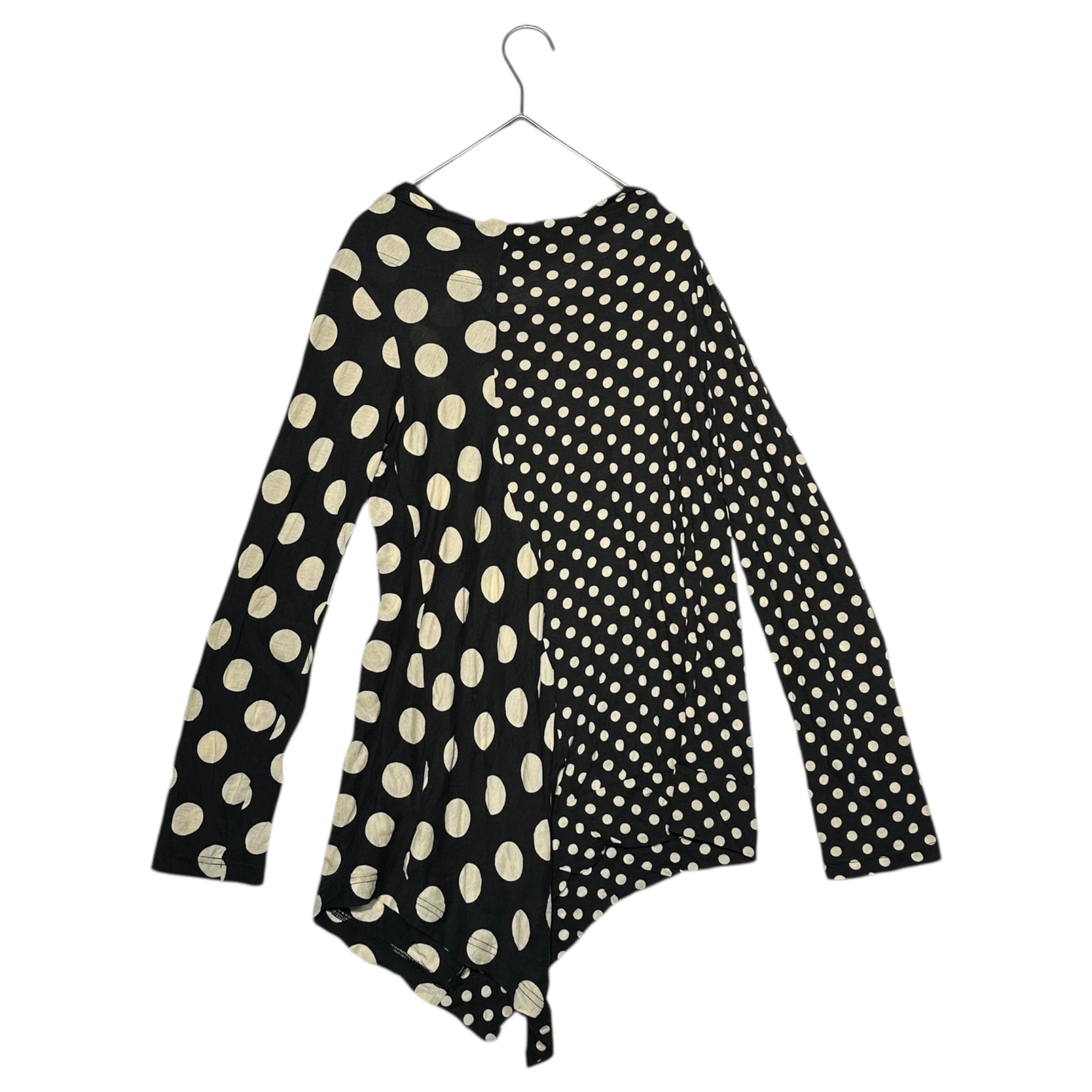 Y's(ワイズ) Asymmetrical Dot L/S Top アシンメトリー ドット 長袖 カットソー YM-T72-073 2 ブラック×アイボリー