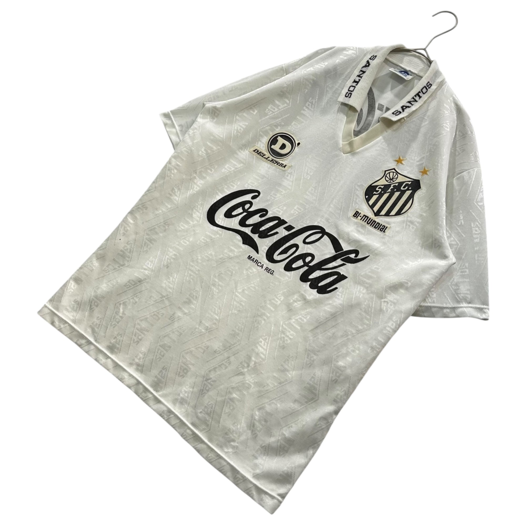 DELEEERRA (デレルバ) 1992 Santos FC S/S Match Shirt サントスFC 半袖 ゲームシャツ 表記消(L程度) ホワイト コカ・コーラ スポンサー 企業ロゴ