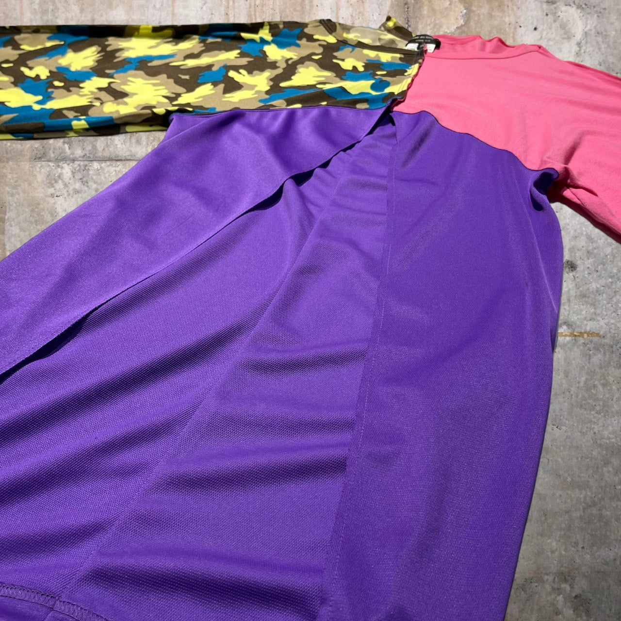 COMME des GARCONS HOMME PLUS(コムデギャルソンオムプリュス) 19SSドッキングカットソー PC-T032 S ピンク×パープル AD2018 コレクションランウェイ着用モデル