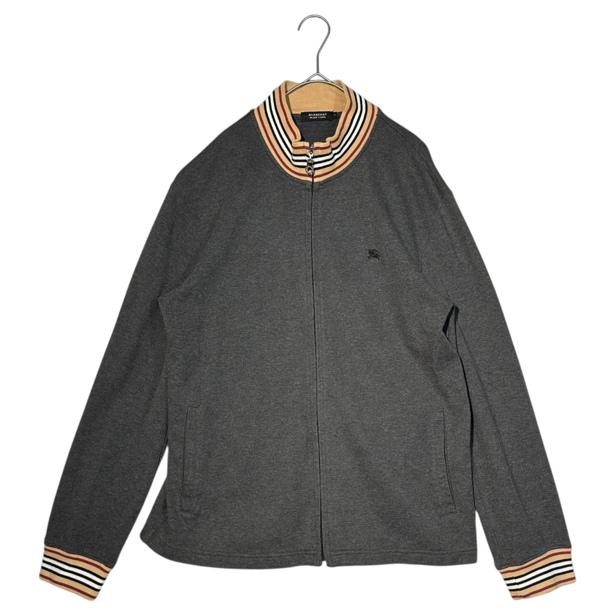 BURBERRY BLACK LABEL(バーバリーブラックレーベル) Horse Logo Embroidered Track Jacket ホース ロゴ 刺繍 トラック ジャケット BMV61-401-07 3(L程度) グレー スウェット ジャージ