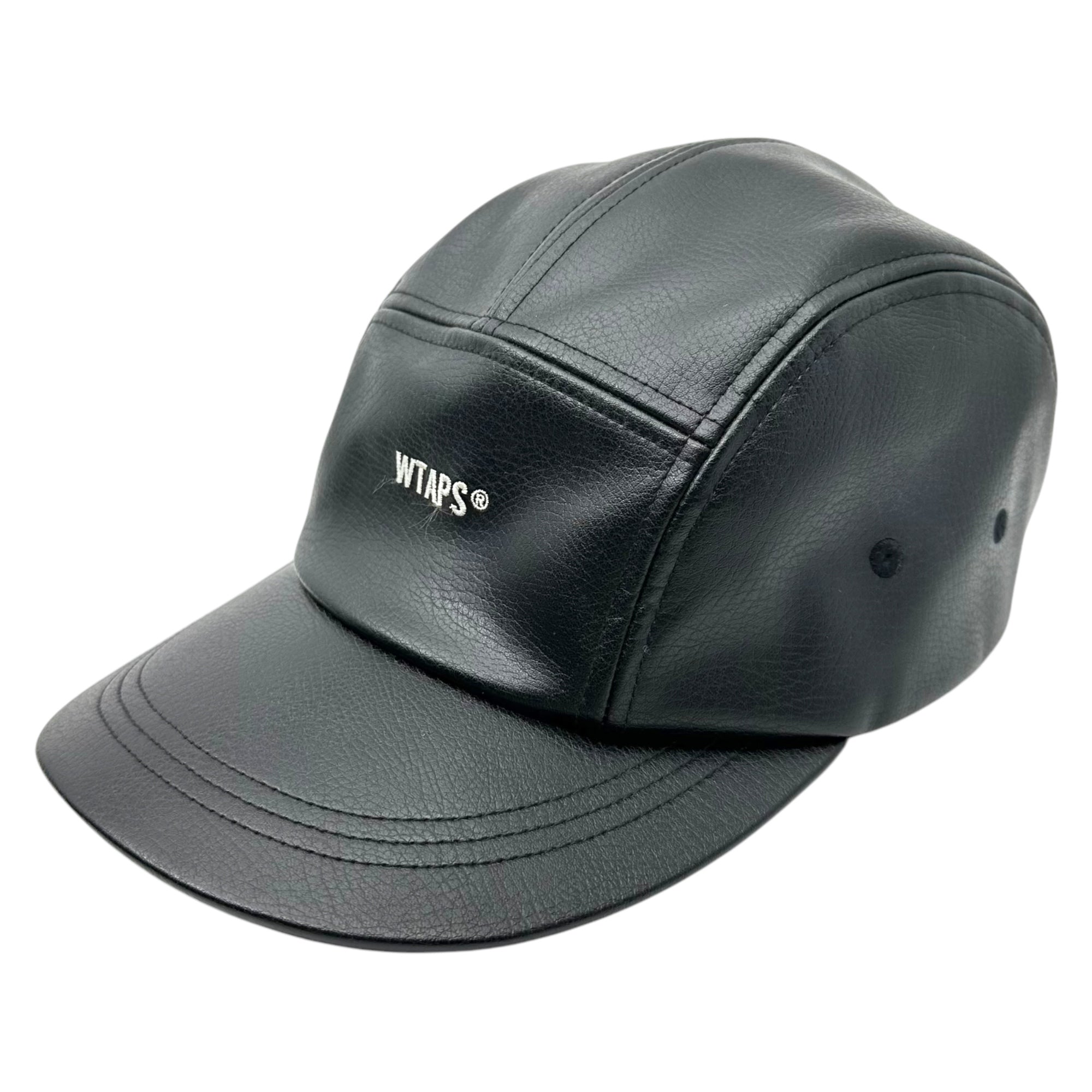 WTAPS(ダブルタップス) 22AW T-5 04/CAP/SYNTHETIC.SIGN 222HCDT-HT13 シンセティック サイン キャップ ブラック 帽子 222HCDT-HT13 ブラック フェイクレザー