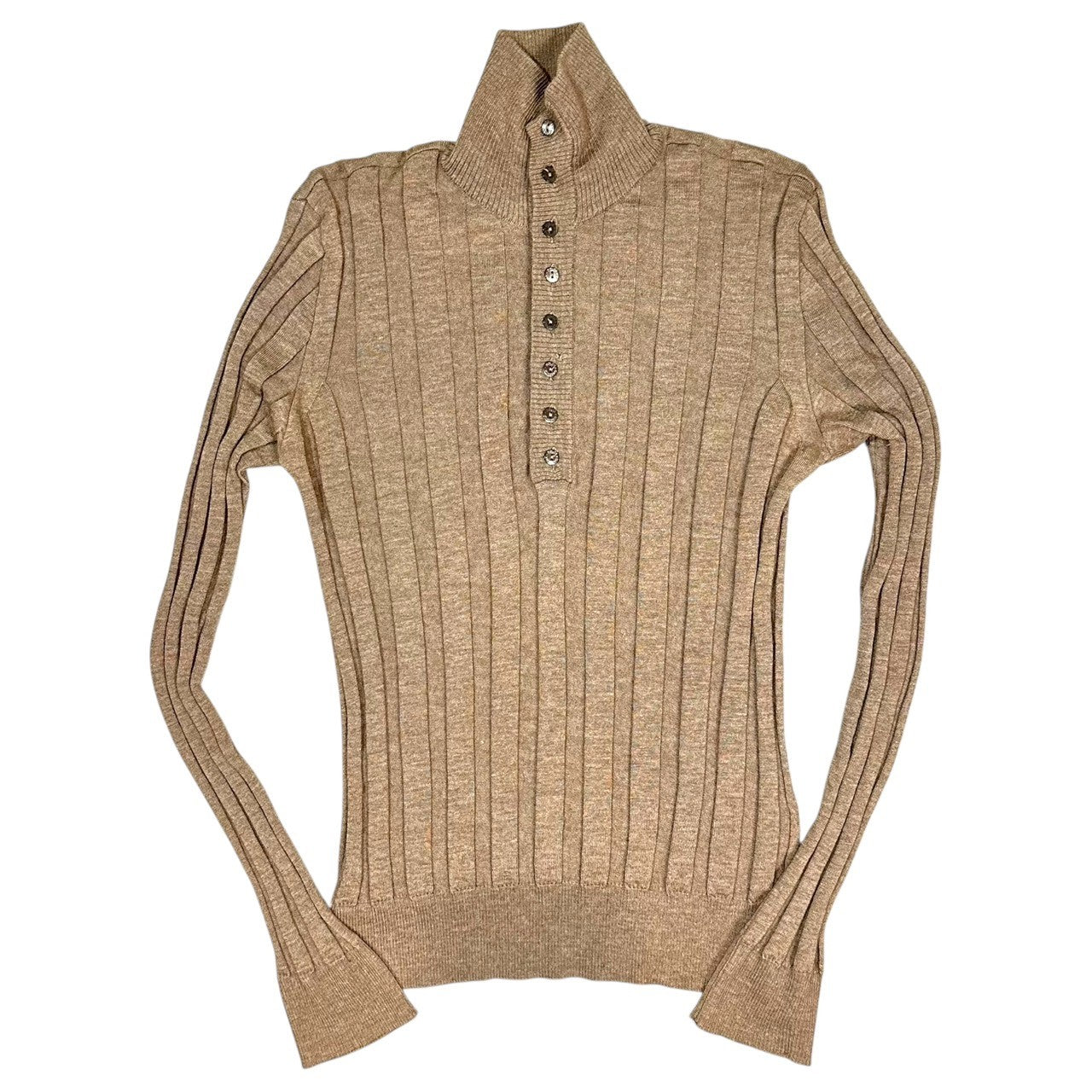 DOLCE&GABBANA(ドルチェ&ガッバーナドルガバ) Cashmere Silk High Neck Half Button Knit カシミア シルク ハイネック ハーフボタン ニット 50(L程度) ベージュ