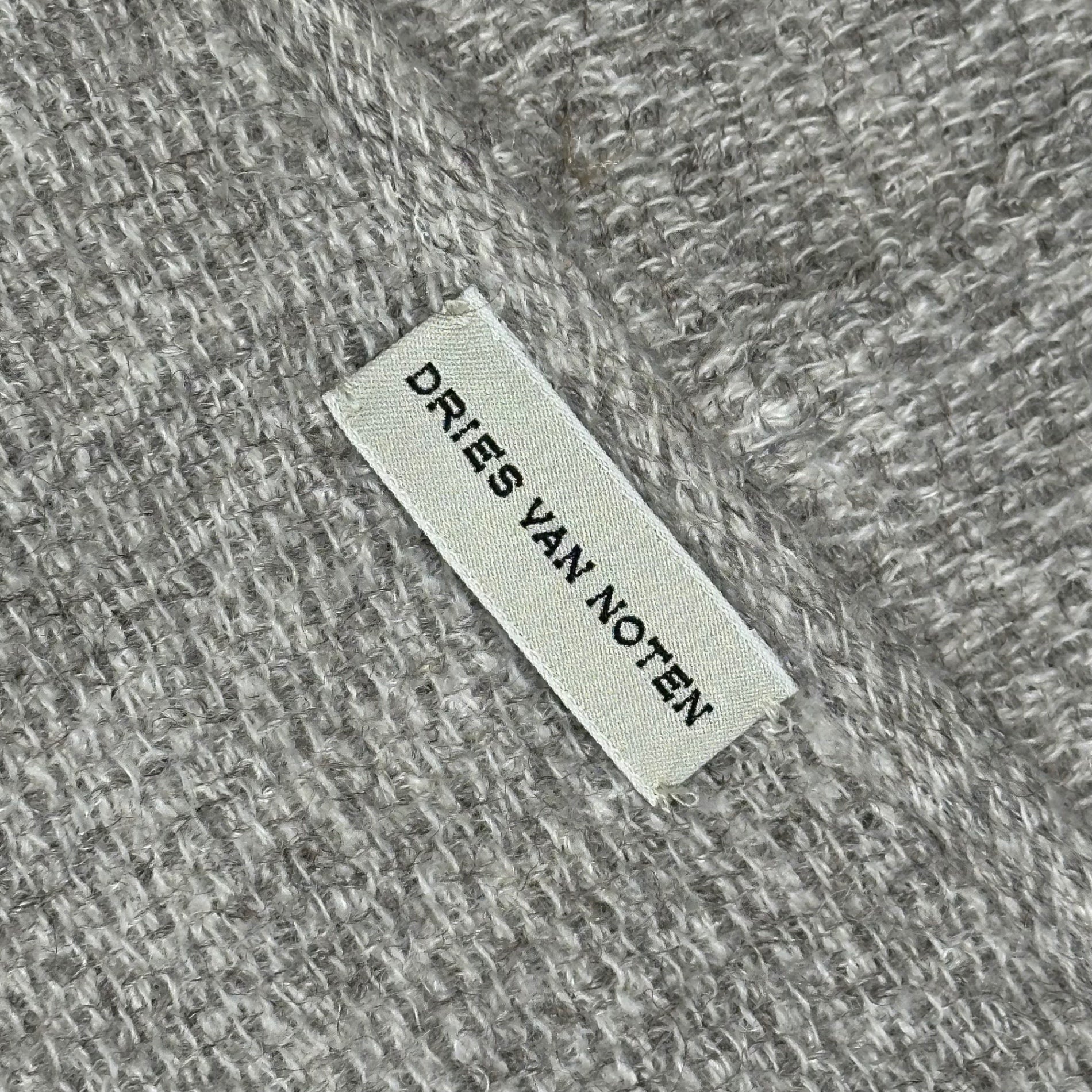 DRIES VAN NOTEN(ドリスヴァンノッテン) 1998AW ”Viburnum” Memorial Graphic Gown Coat メモリアル グラフィック ニット ガウン コート FREE グレー 90's 90年代 アーカイブ ライカ