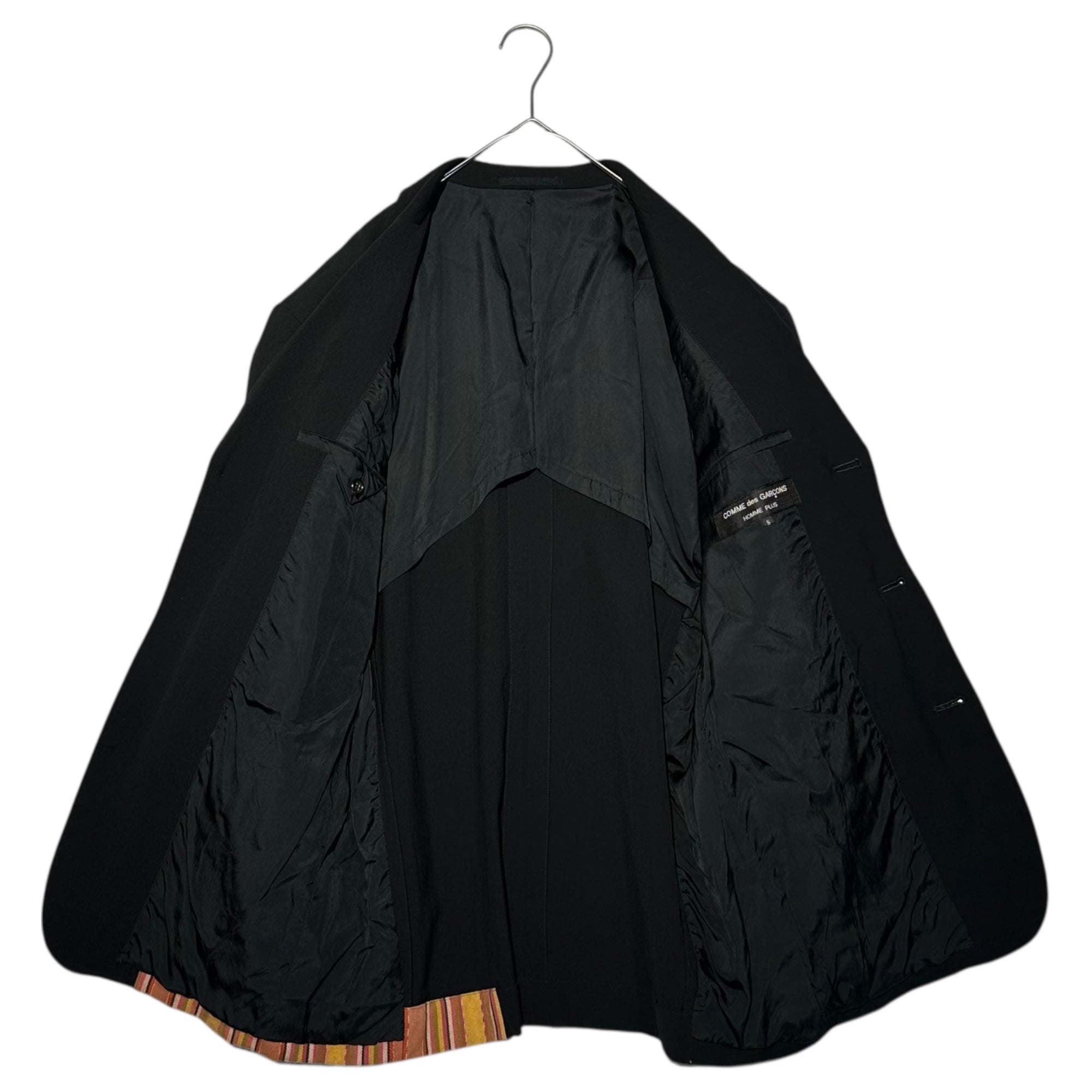 COMME des GARCONS HOMME PLUS(コムデギャルソンオムプリュス) 92SS Ethnic Period Hem Switch Wide Tailored Jacket エスニック期 裾 切替 ワイド テーラード ジャケット PJ-11003 S ブラック AD1991