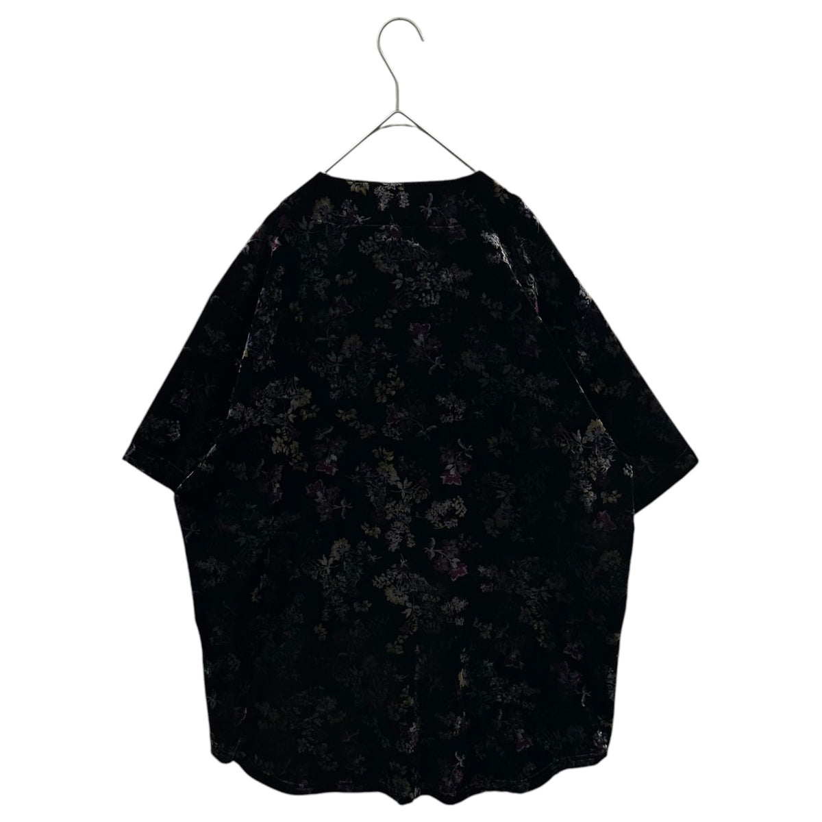 SUPREME(シュプリーム) 2019AW Floral Velour Baseball Jersey フローラル ベロア ベースボール ジャージィ シャツ M ブラック×パープル