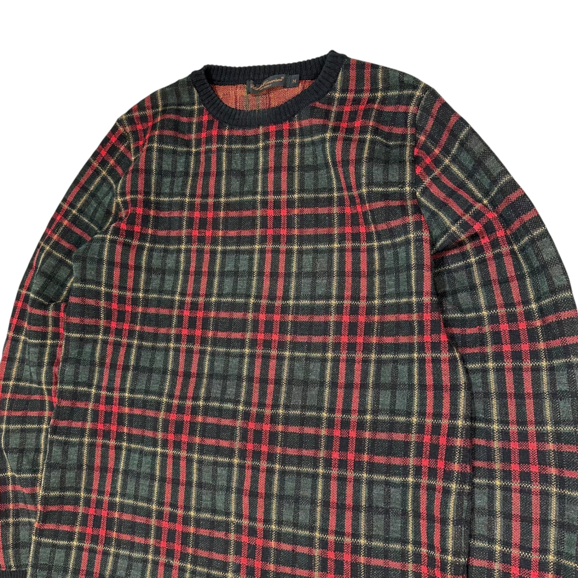 UNDERCOVERISM(アンダーカバイズム) 02AW ”魔女期” バック クロス プリント タータン チェック ニット Back Cross Print Tartan Check Knit M324 M グリーン×レッド アーカイブ 00s