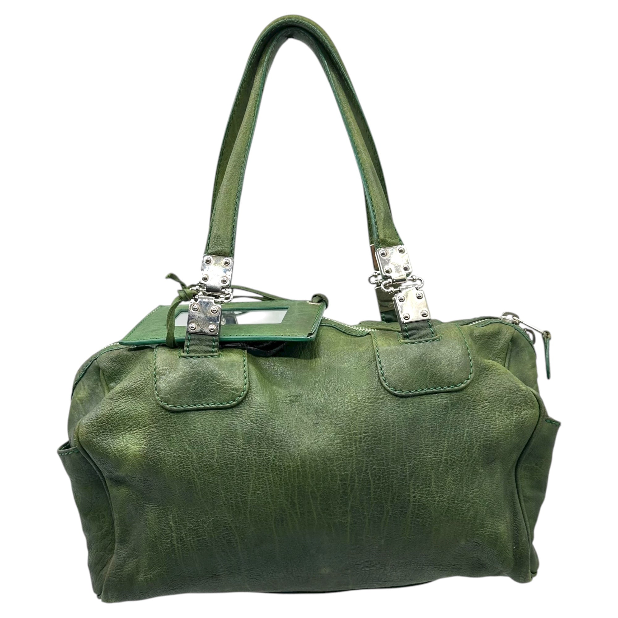 BALENCIAGA(バレンシアガ) 00's Logo Plate Leather Boston Bag 00年代 ロゴ プレート レザー ボストン バッグ 323587.3740 グリーン アーカイブ