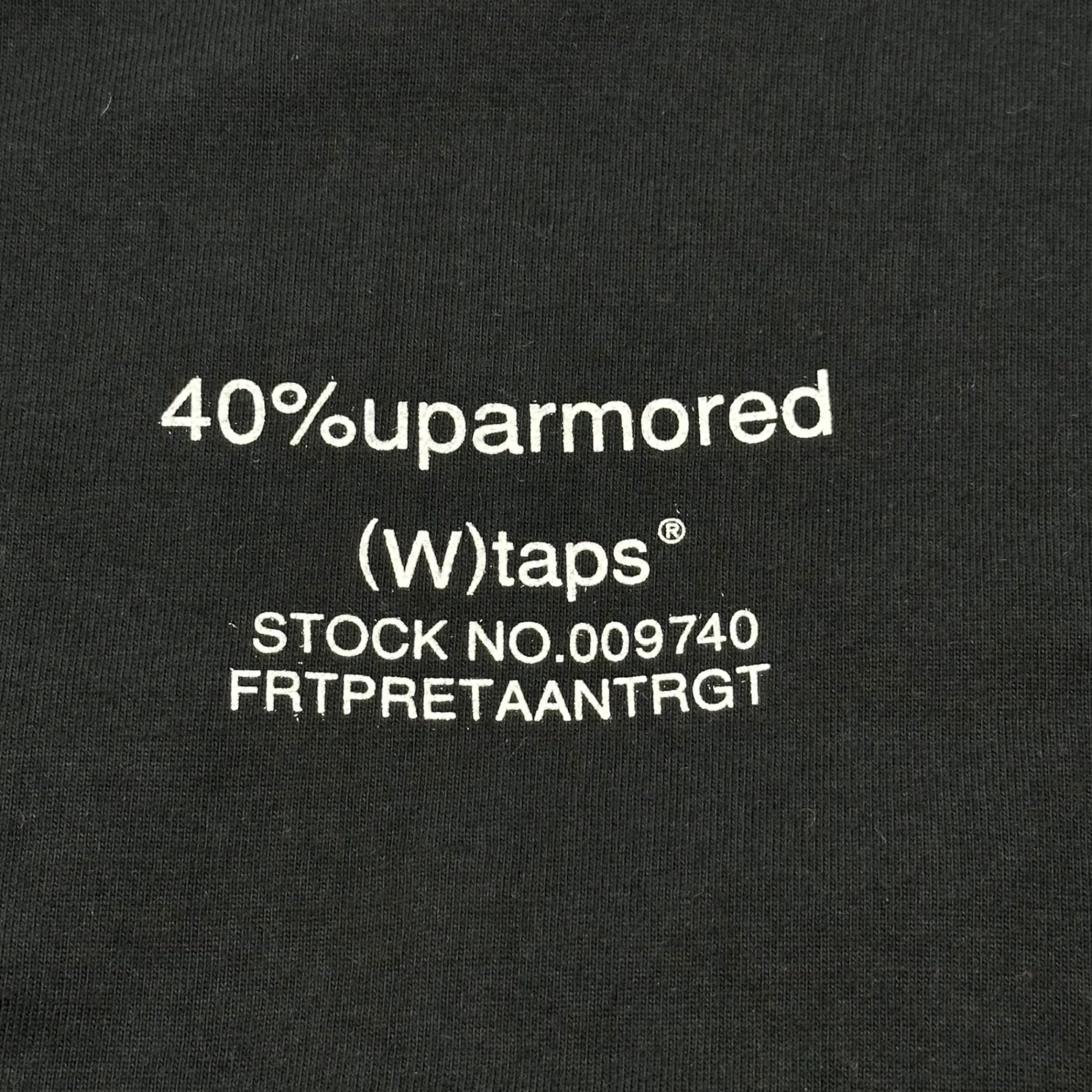 WTAPS(ダブルタップス) 40PCT UPARMORED/SS/COTTON 40パーセント アップアーマード 半袖 コットン Tシャツ 02 ブラック