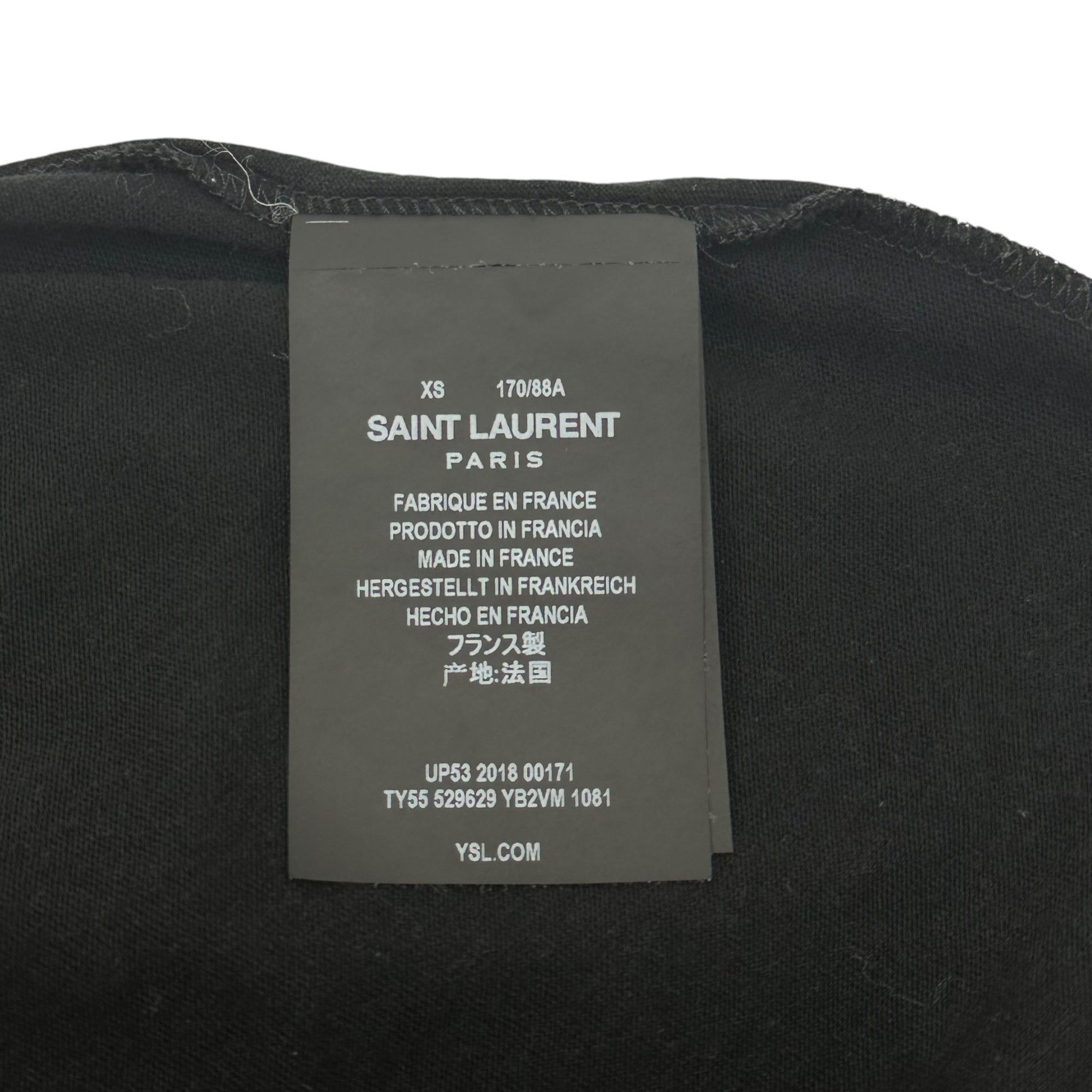 SAINT LAURENT(サンローラン) 18SS ”1971” Logo Lame Print T-Shirt ロゴ ラメ プリント Tシャツ 529629 XS ブラック