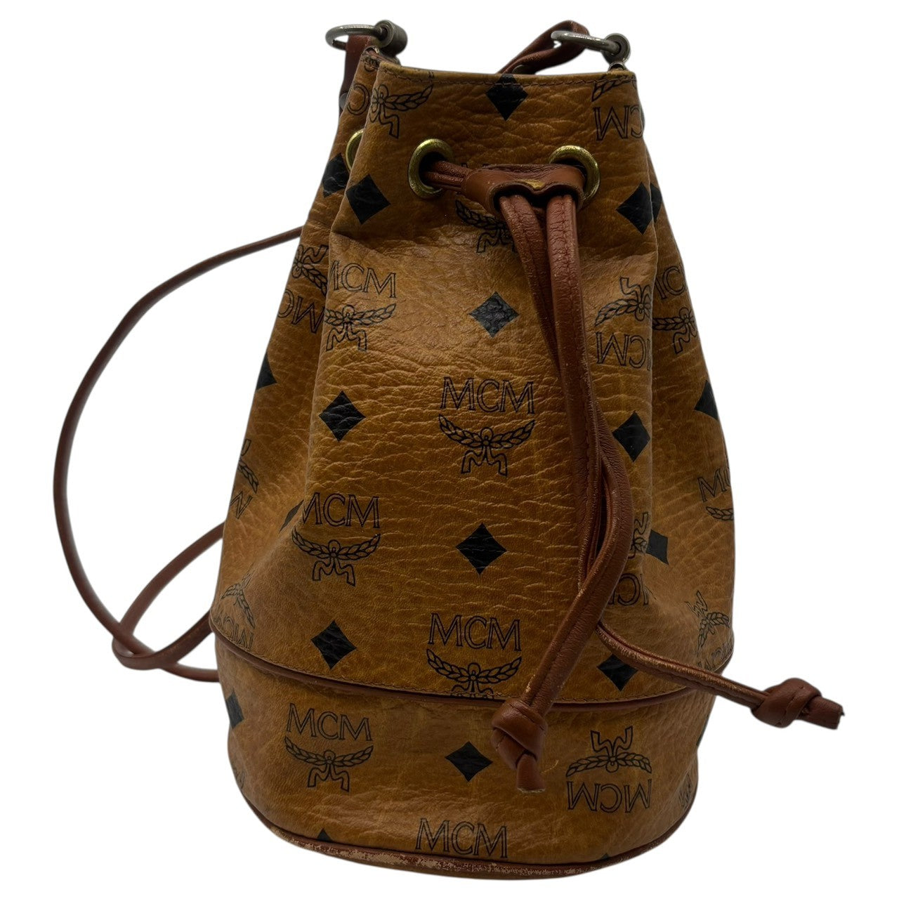 MCM(エムシーエム) Mini Drawstring Shoulder Pouch ミニ 巾着型 ショルダー ポーチ バッグ ブラウン