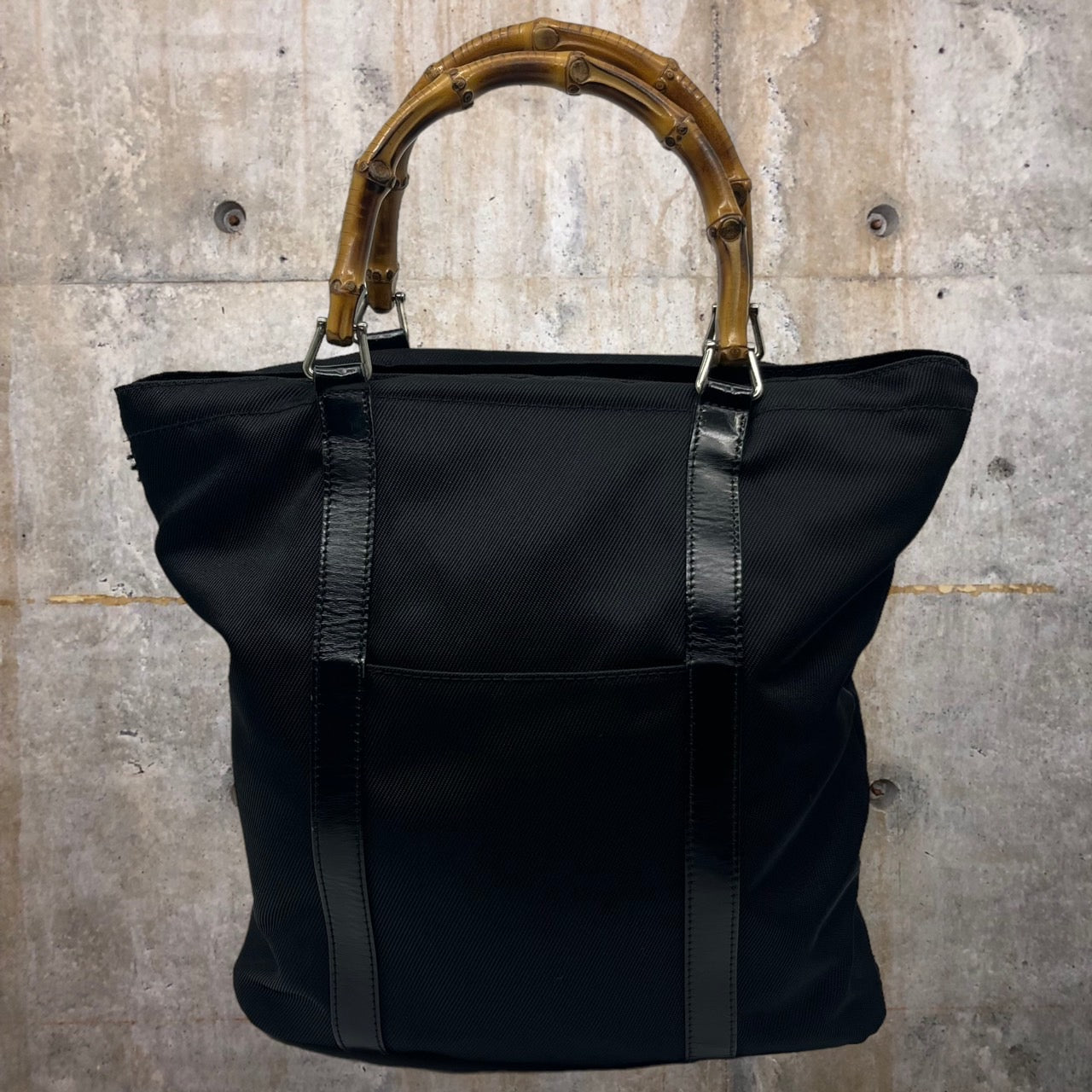 GUCCI(グッチ) バンブー切替ハンドバッグ 00037540508 ブラック OLD GUCCI 補修跡有