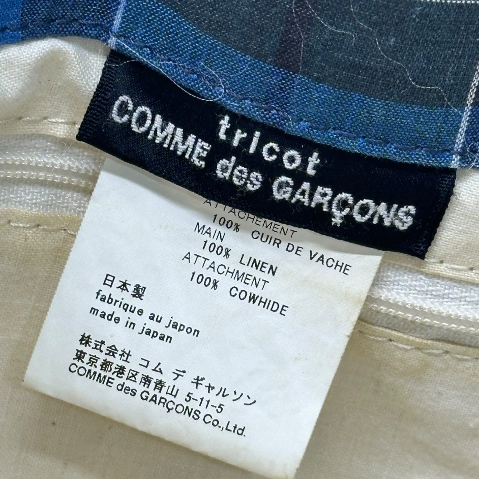 tricot COMME des GARCONS(トリココムデギャルソン) Leather Handle Linen Check Tote Bag レザー ハンドル リネン チェック トート バッグ TC-K 205 ブルー×グリーン