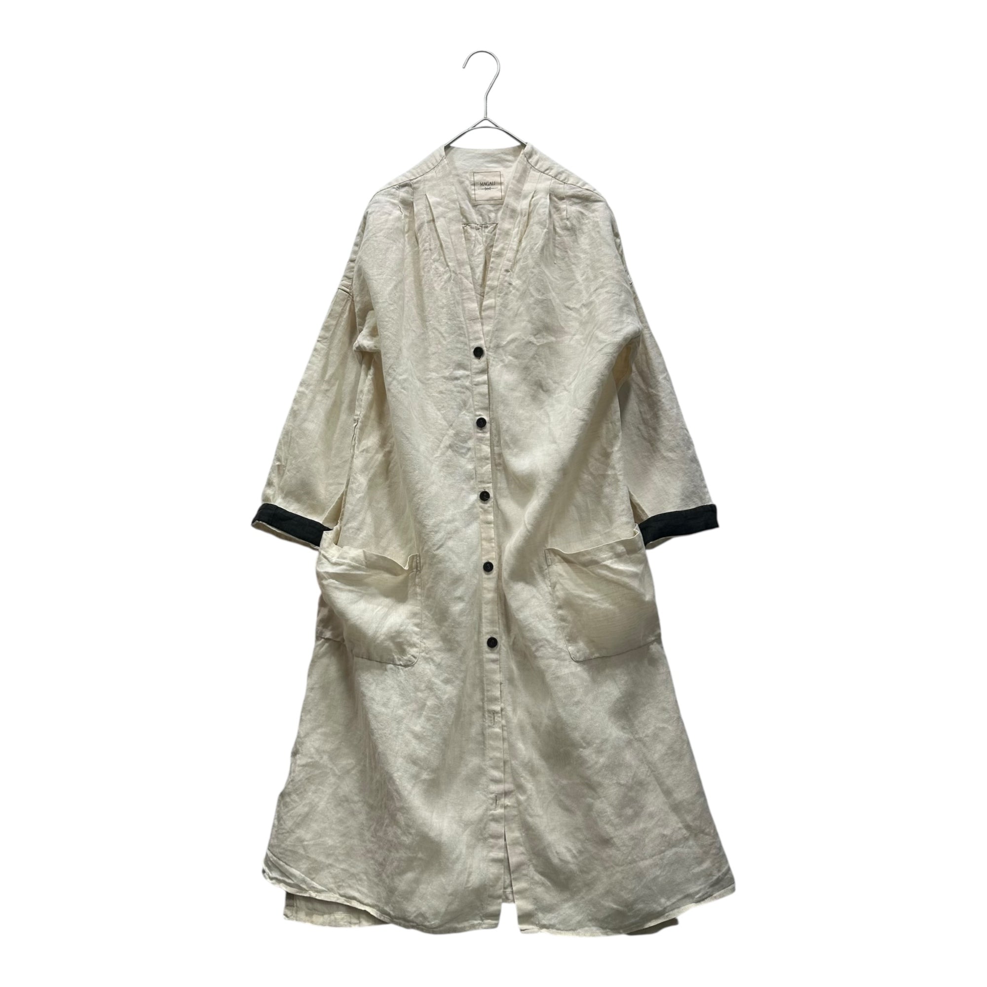 MAGALI(マガリ) 100% Linen Front-Button Dress 100% リネン フロントボタン ワンピース FREE アイボリー