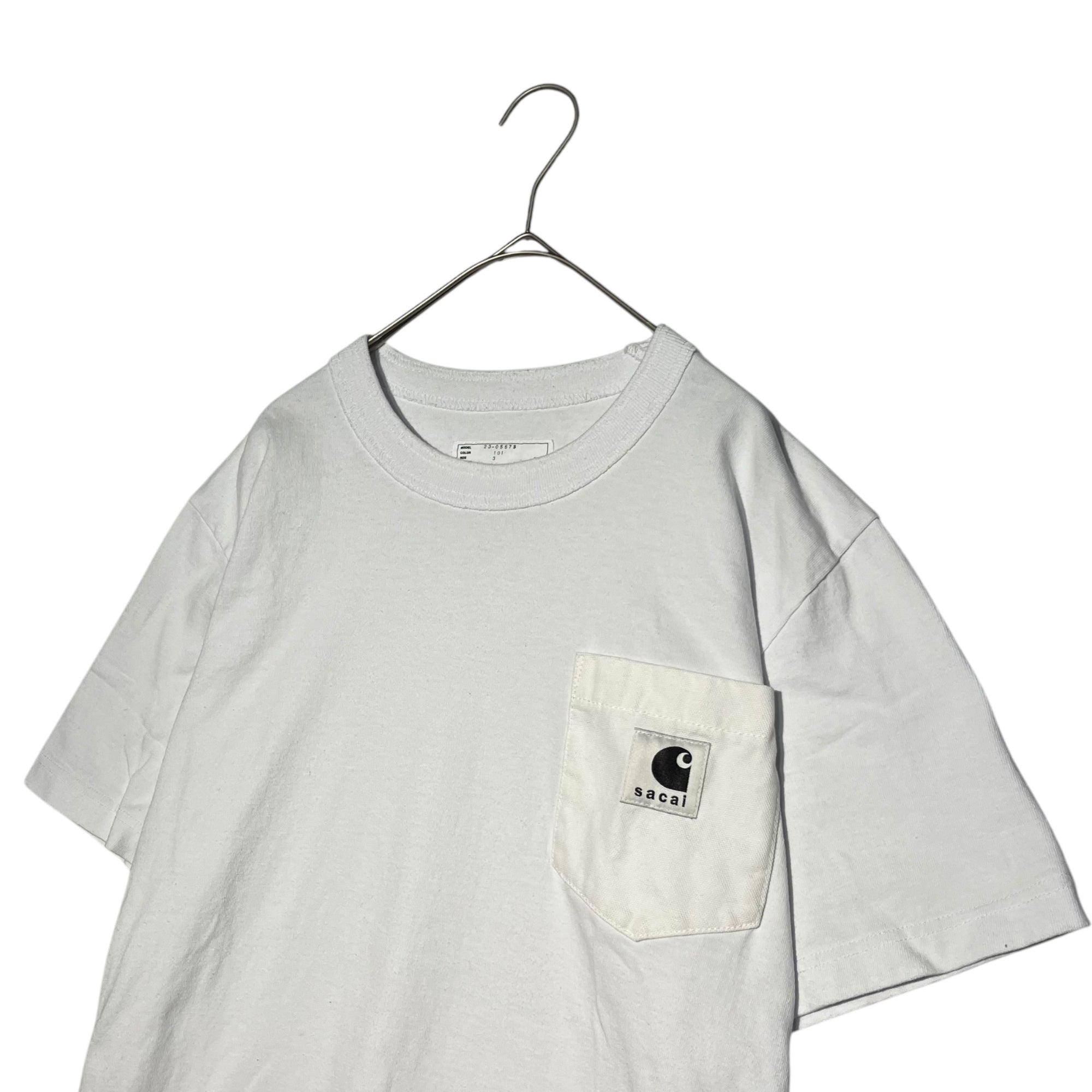 sacai×carhartt(サカイ×カーハート) 23SS Carhartt WIP T-shirt ロゴ 胸ポケット 半袖 Tシャツ 23-0557S 3(L程度) ホワイト コラボ 限定