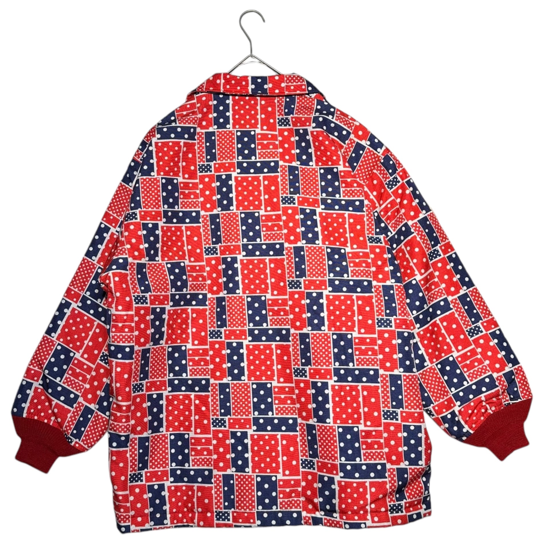 NEEDLES(ニードルズ) COACH JACKET NYLON OXFIRD CLOTH PRINTED コーチ ジャケット ナイロン オックスフォード クロス プリント LQ155 M レッド×ネイビー 中綿 総柄