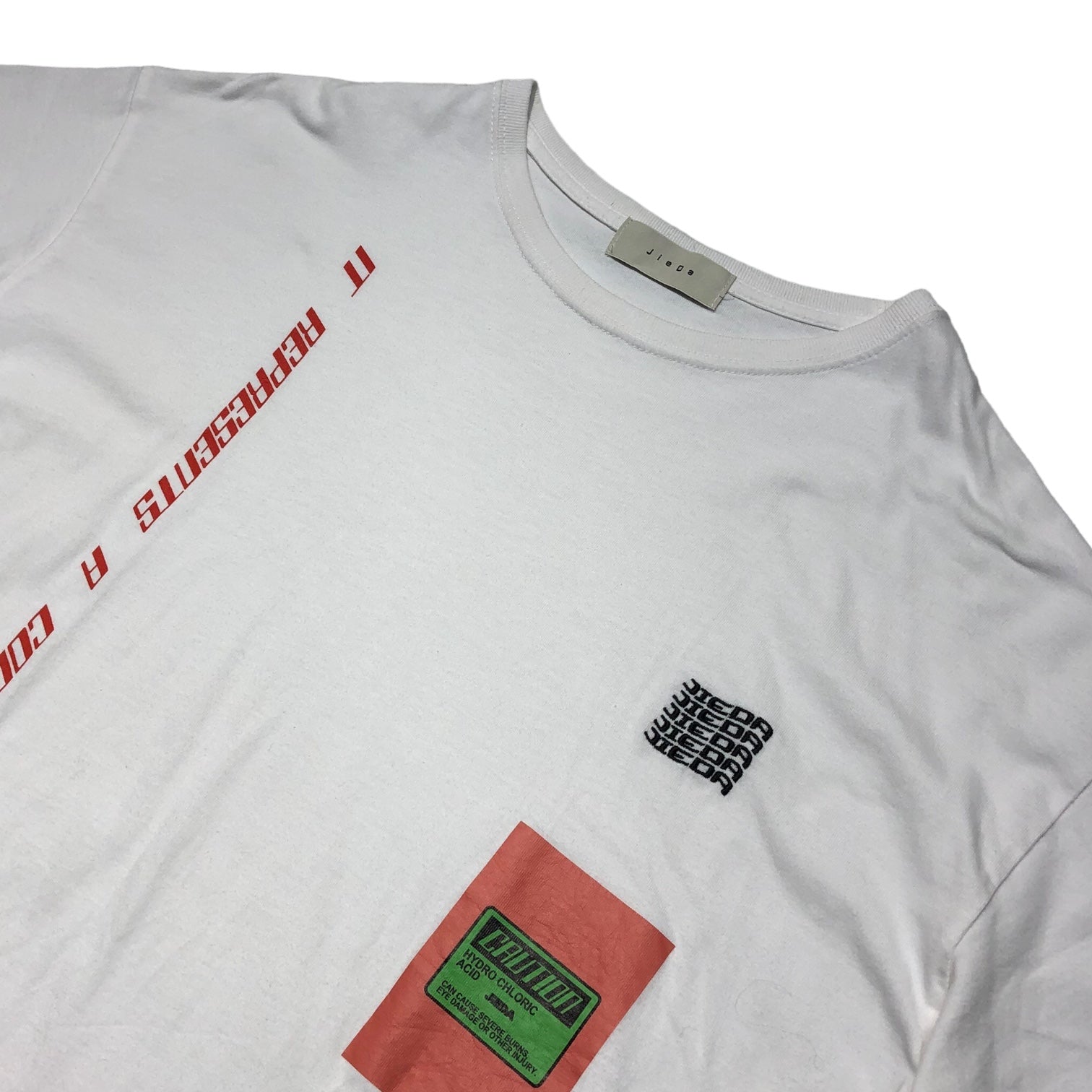 Jieda(ジエダ) 22SS DISTORTION JIEDA TEE ディストーション ジエダ Tシャツ 刺繍 ロゴ プリント Jie-22S-CT07-D 2(M程度) ホワイト