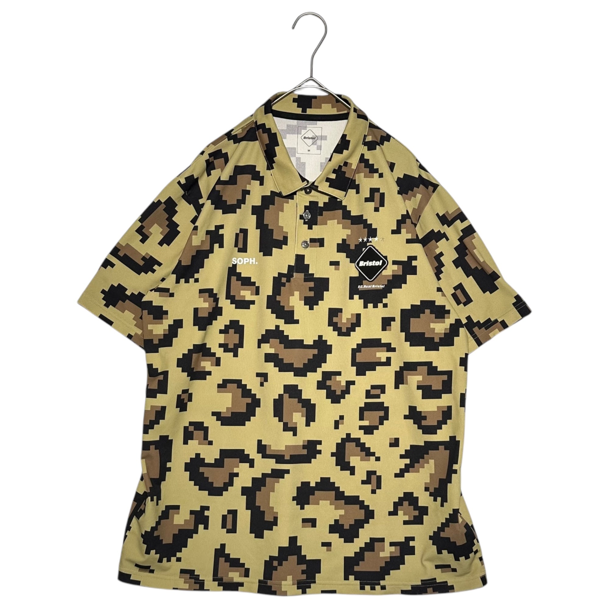 F.C.Real Bristol FCRB(エフシーレアルブリストル) 23SS WHOLE PATTERN S/S POLO レオパード デジ カモ 半袖 ポロ シャツ FCRB-230036 M カーキ×ブラック