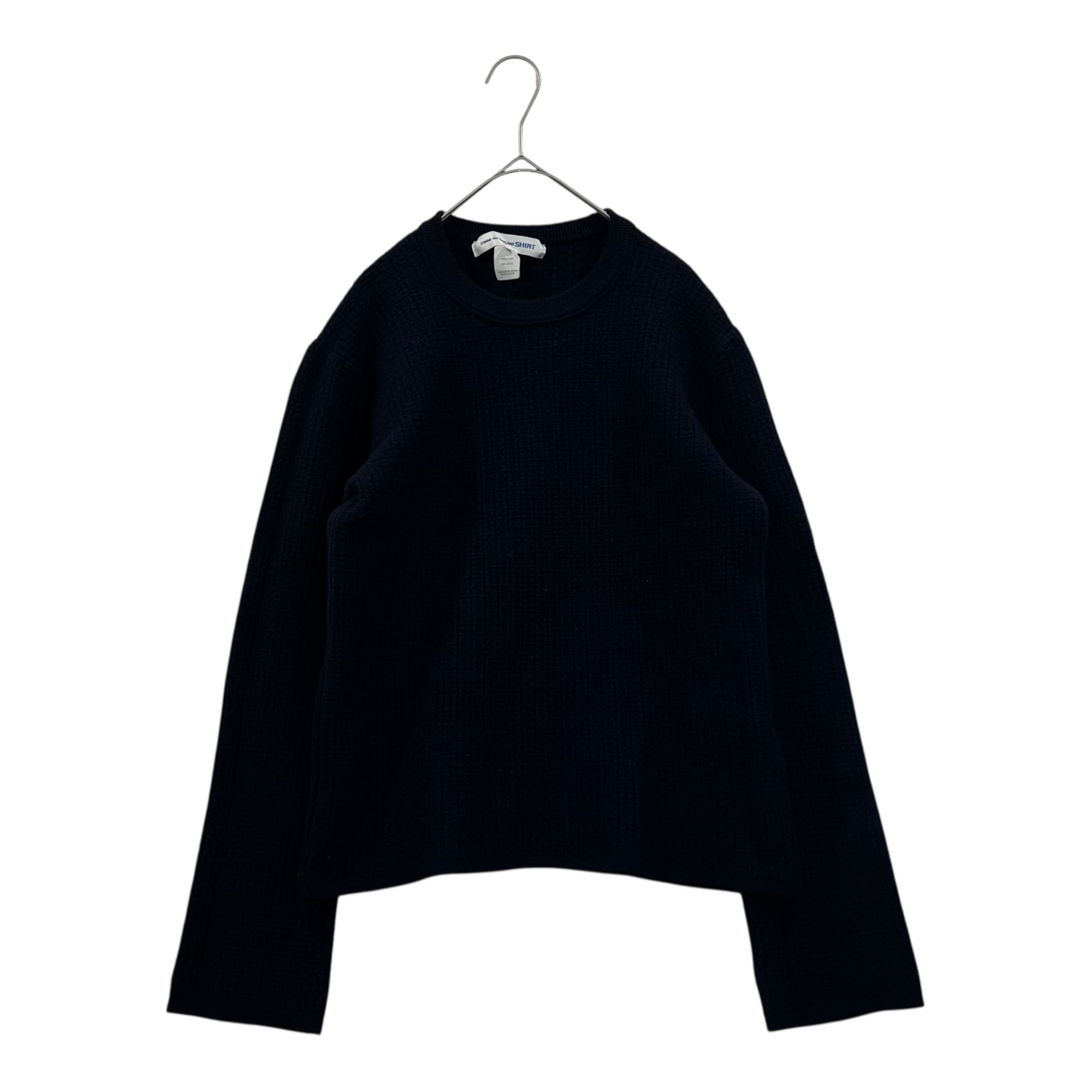 COMME des GARCONS SHIRT(コムデギャルソンシャツ) Waffle Wool Crew Neck Knit ワッフル ウール クルーネック ニット S27516 S ネイビー