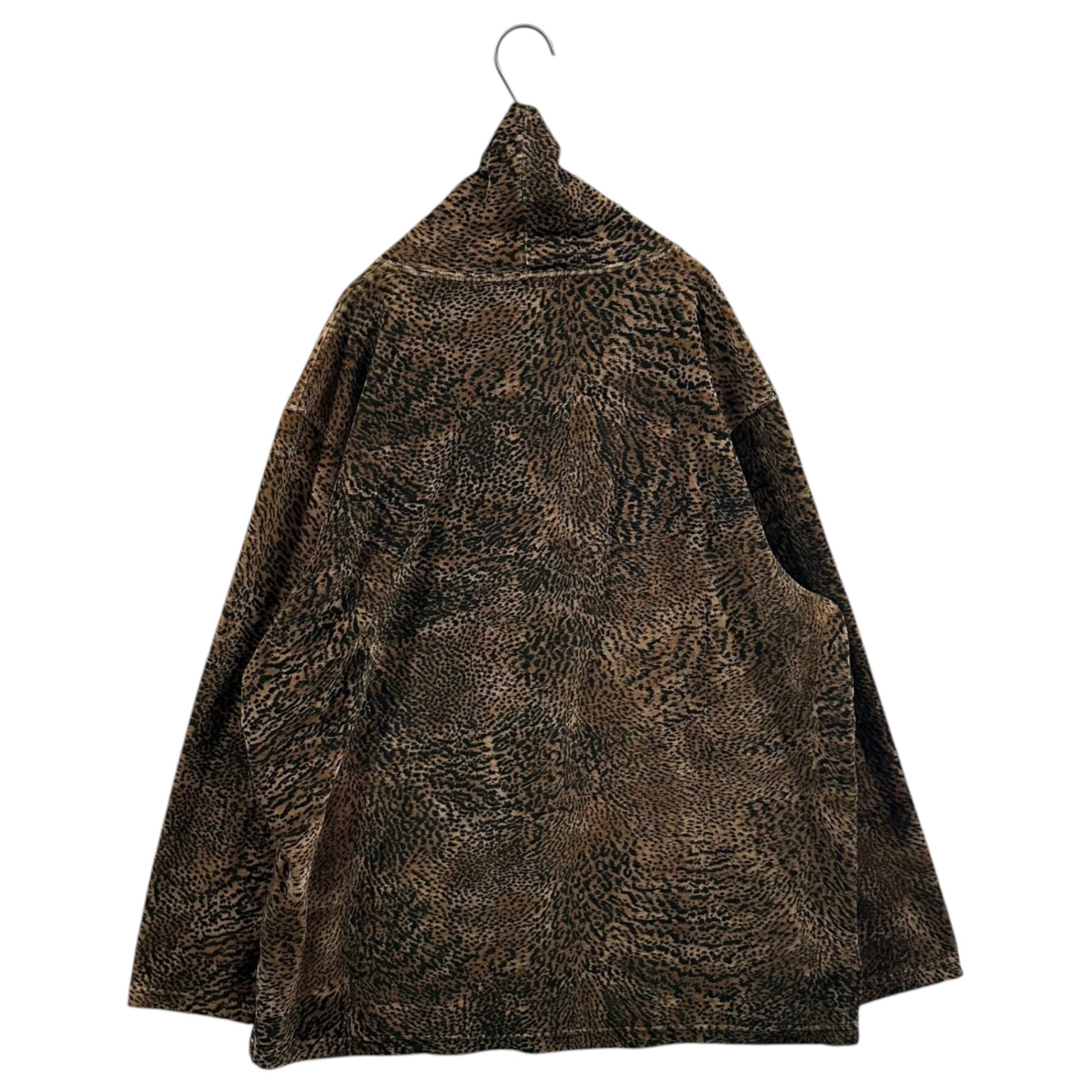 JONES NEW YORK SPORT Leopard Velvet Turtleneck Cut-and-Sewn Top ヒョウ柄 ベロア タートルネック カットソー L ブラウン OLD