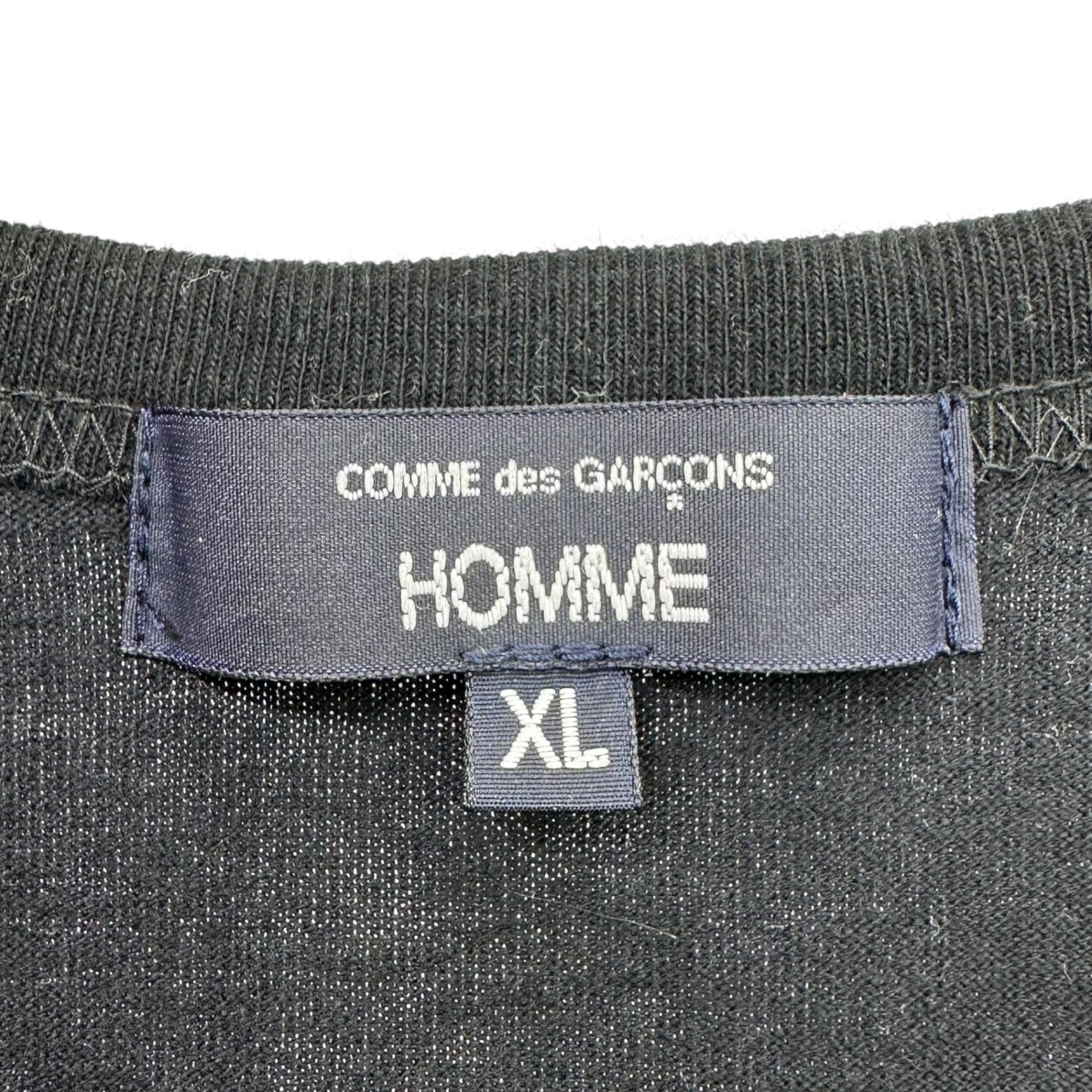 COMME des GARCONS HOMME(コムデギャルソンオム) 25SS Cotton jersey product print T-shirt 綿天竺 製品プリント Tシャツ HO-T101 XL ブラック ロゴ AD2024