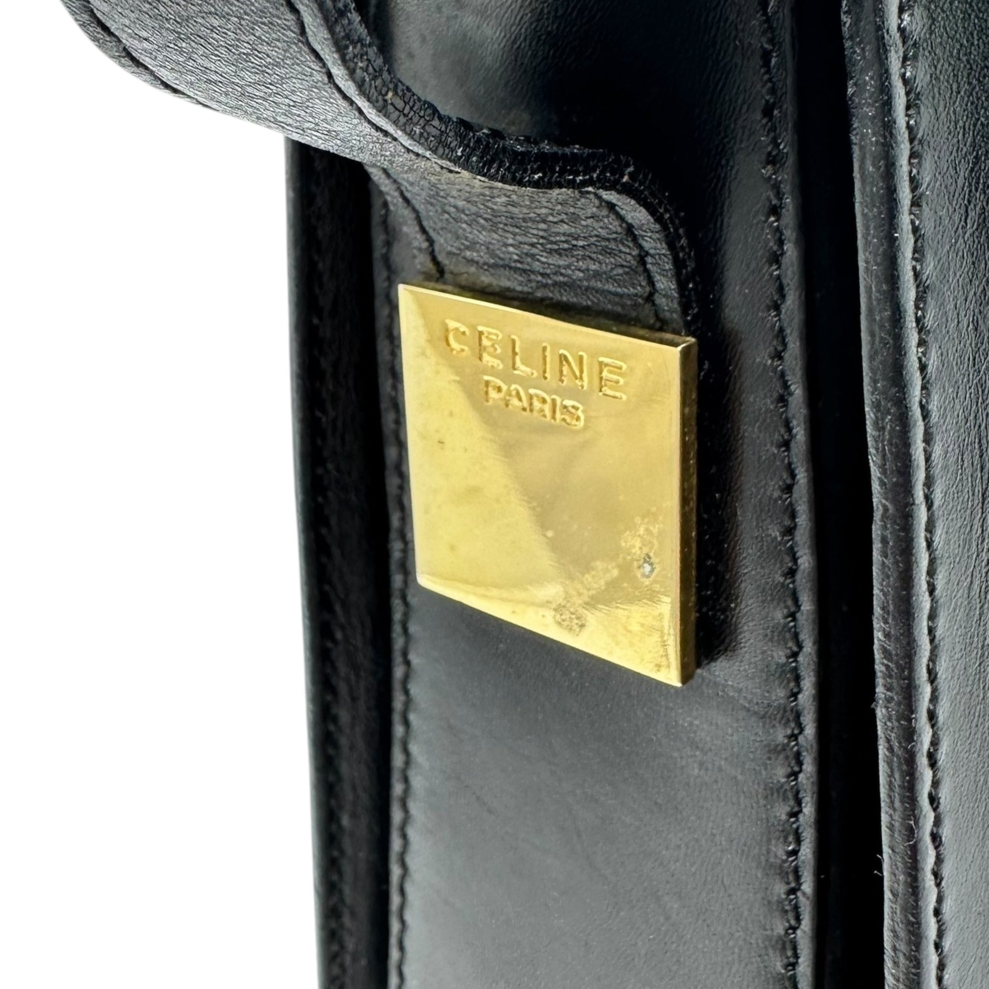 CELINE(セリーヌ) 00's Vintage Big Circle Logo Shoulder bag ヴィンテージ ビッグ サークル ロゴ ショルダー バッグ F/01 ブラック×ゴールド